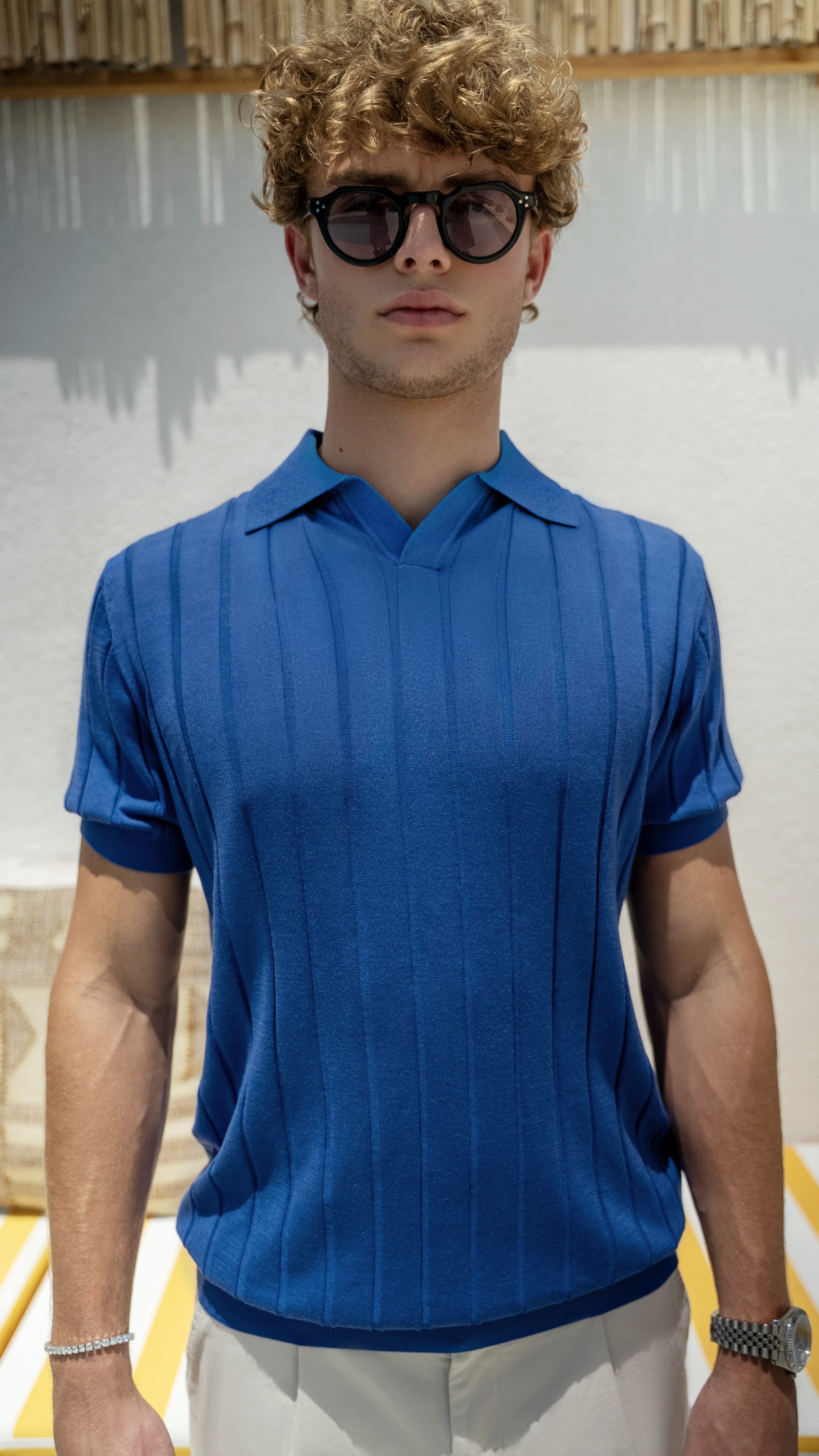 Monaco - Royal Blue - Tencel/Silk/Cotton Knitted Shirt