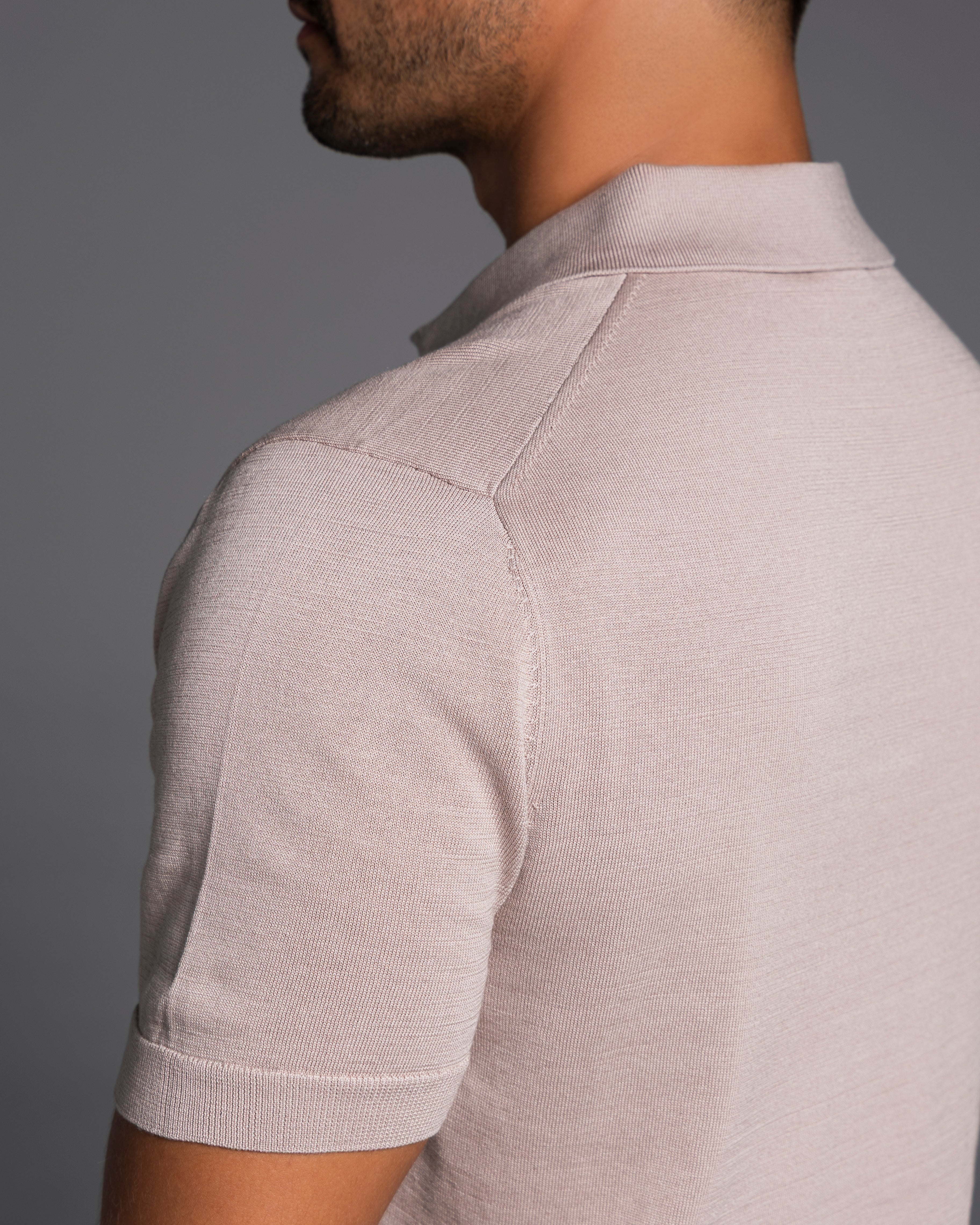 The Polo - Knitted Cotton/Silk Shirt - Light Taupe