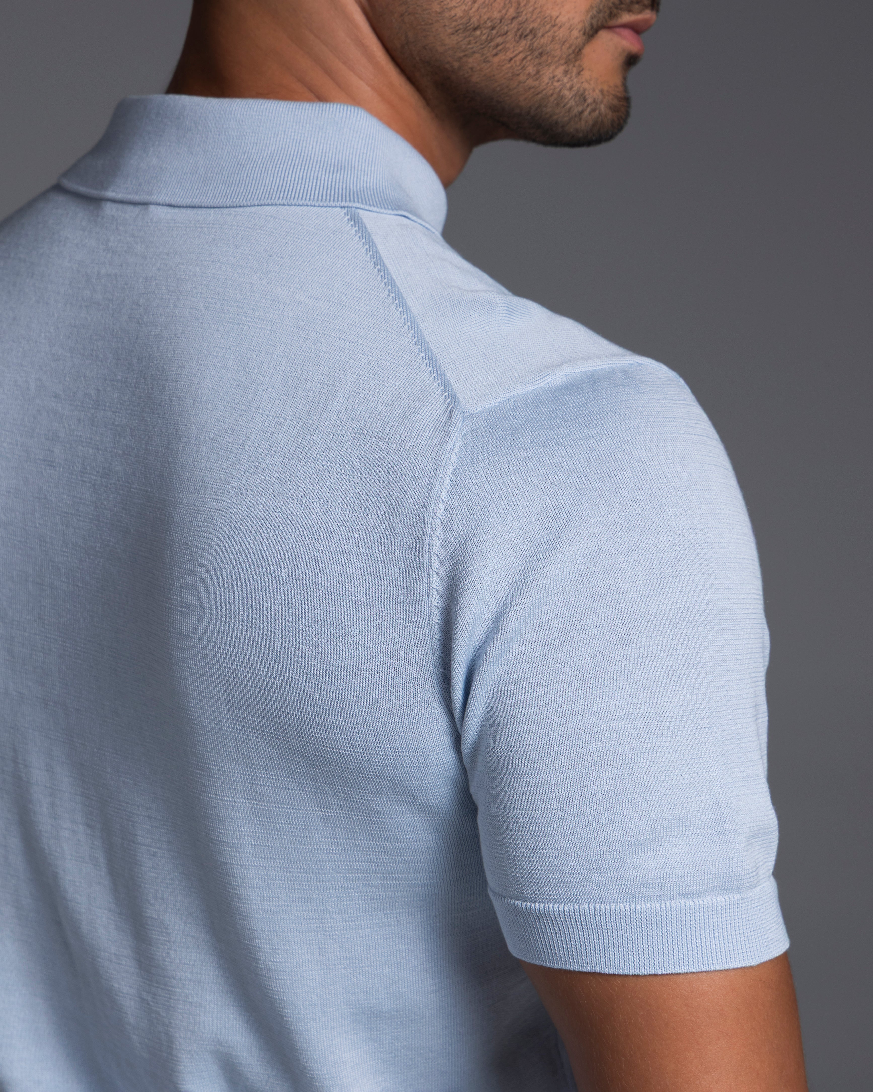 The Polo - Knitted Cotton/Silk Shirt - Light Blue