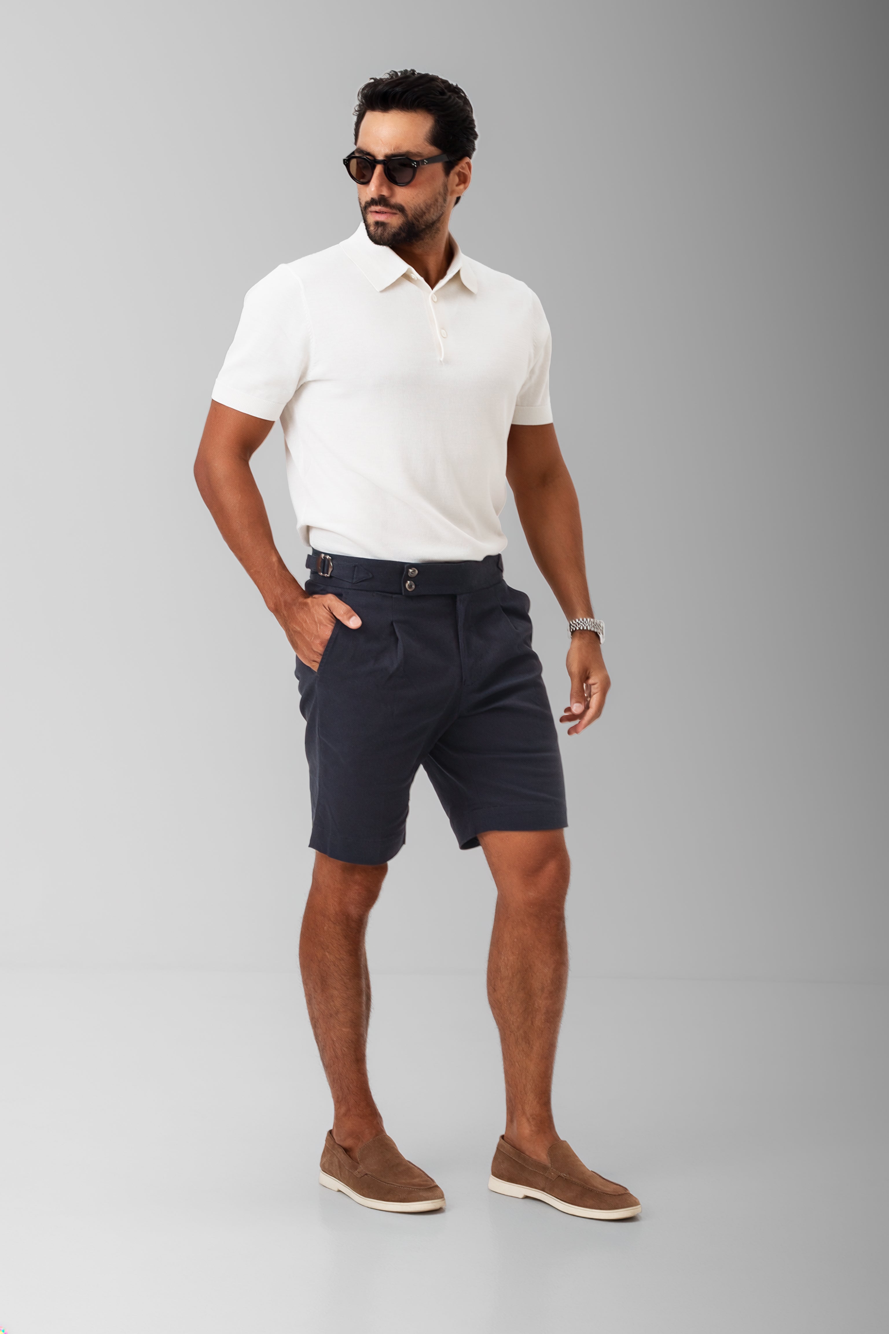 Milan Tailored Shorts - Navy Blue