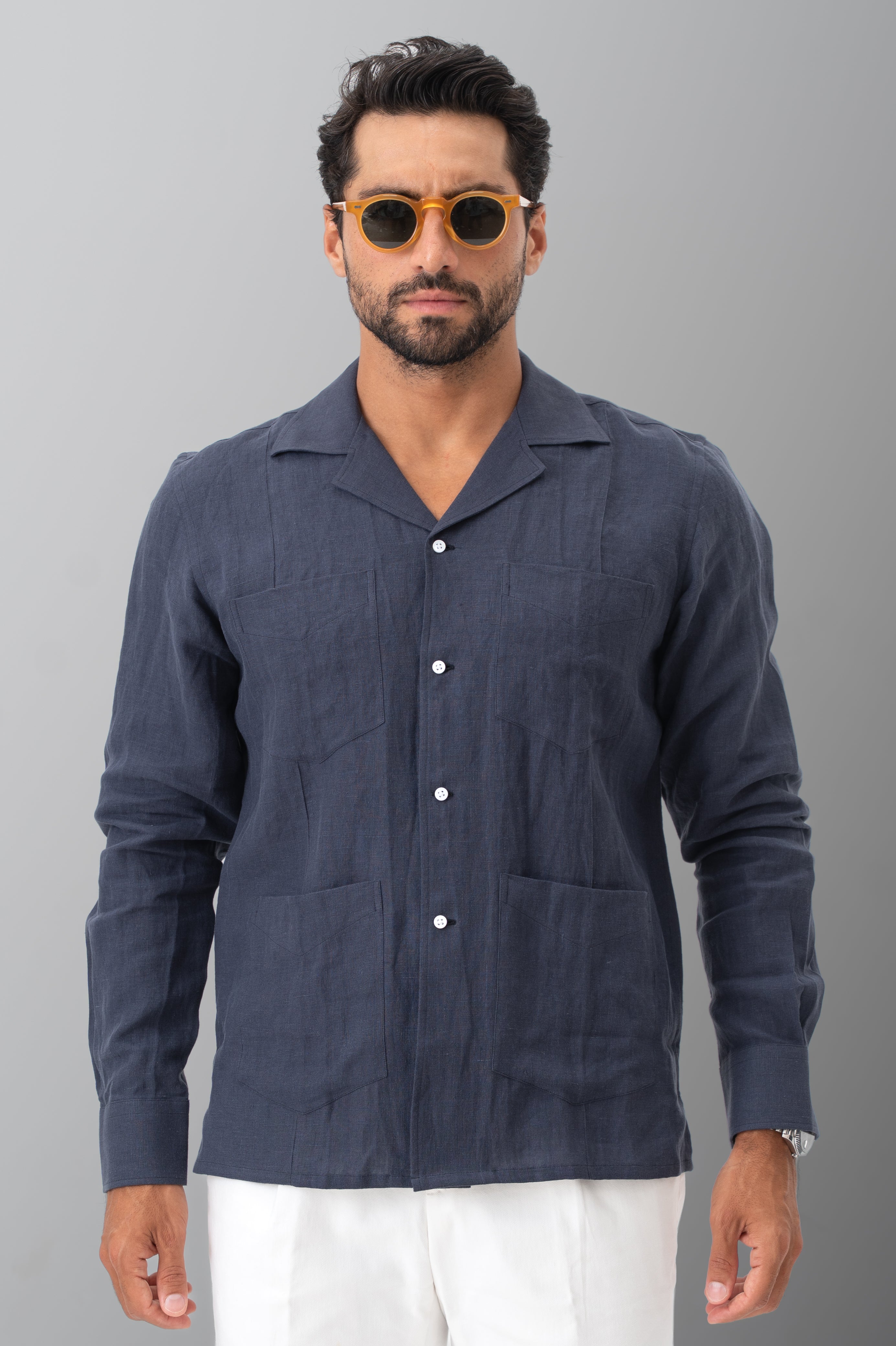 The Riviera Linen Shirt - Riviera Navy