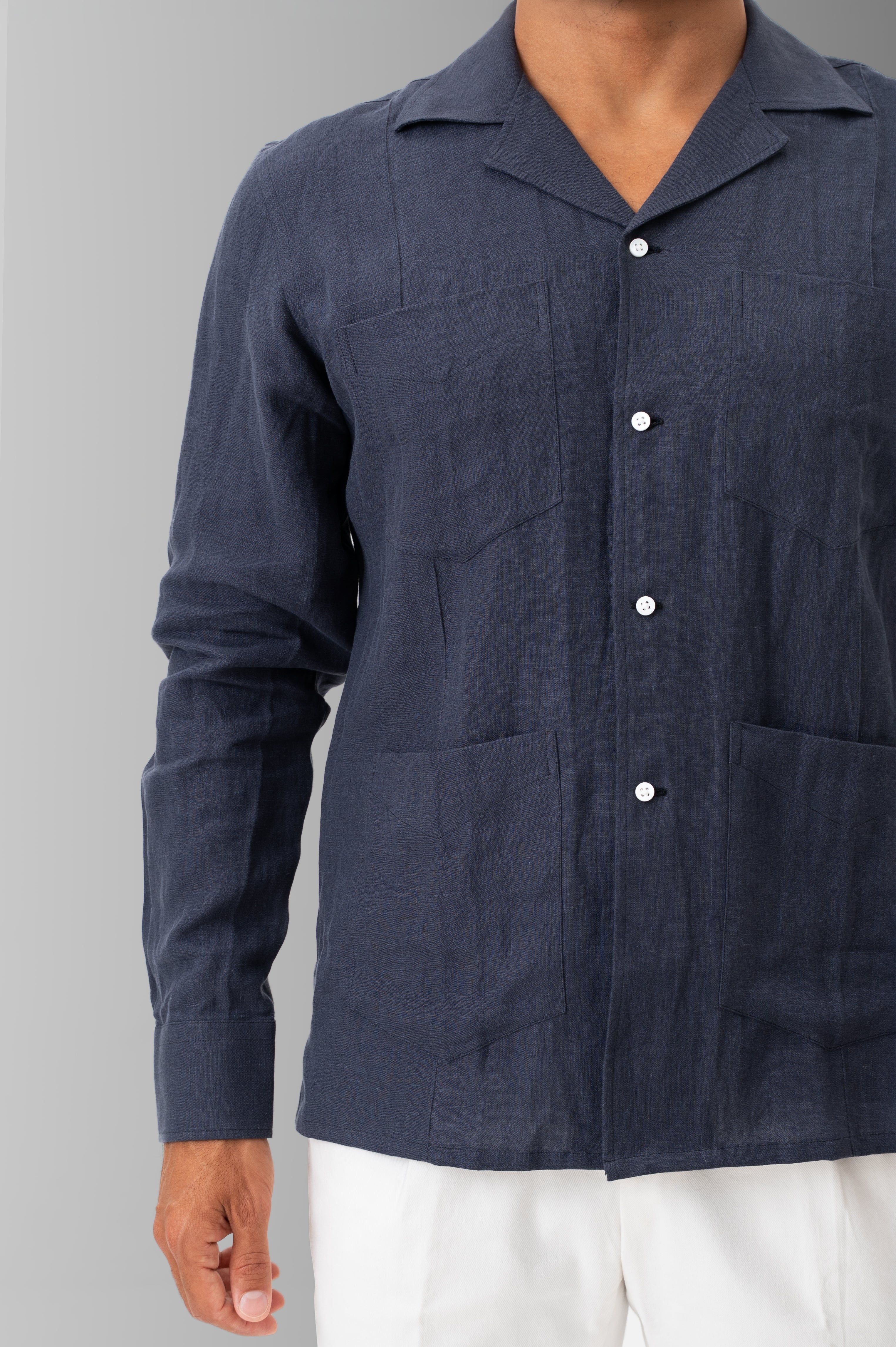 The Riviera Linen Shirt - Riviera Navy