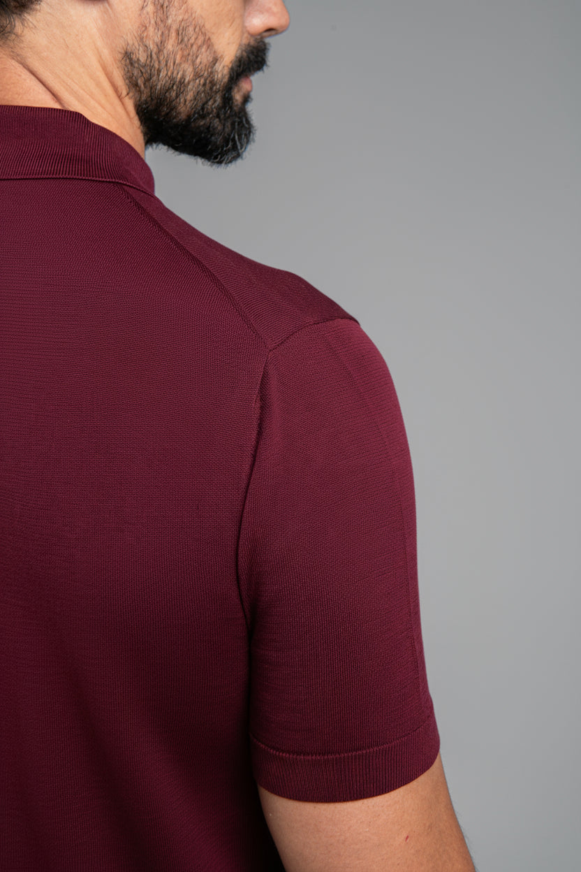 The Polo - Knitted Cotton/Silk Shirt - Burgundy
