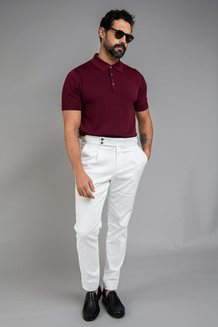 The Polo - Knitted Cotton/Silk Shirt - Burgundy