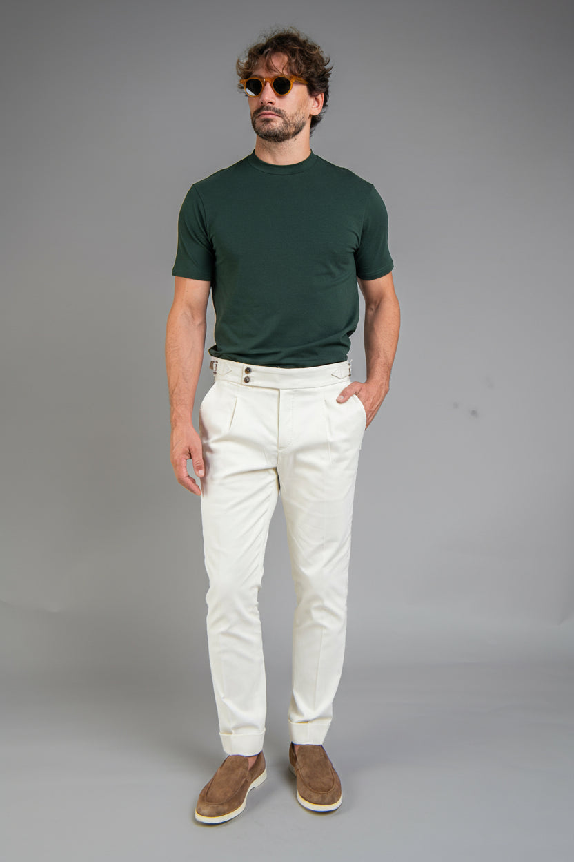 Hi-Neck Pima Cotton T-Shirt - Emerald Green