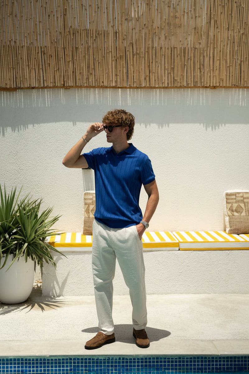 Monaco - Royal Blue - Tencel/Silk/Cotton Knitted Shirt