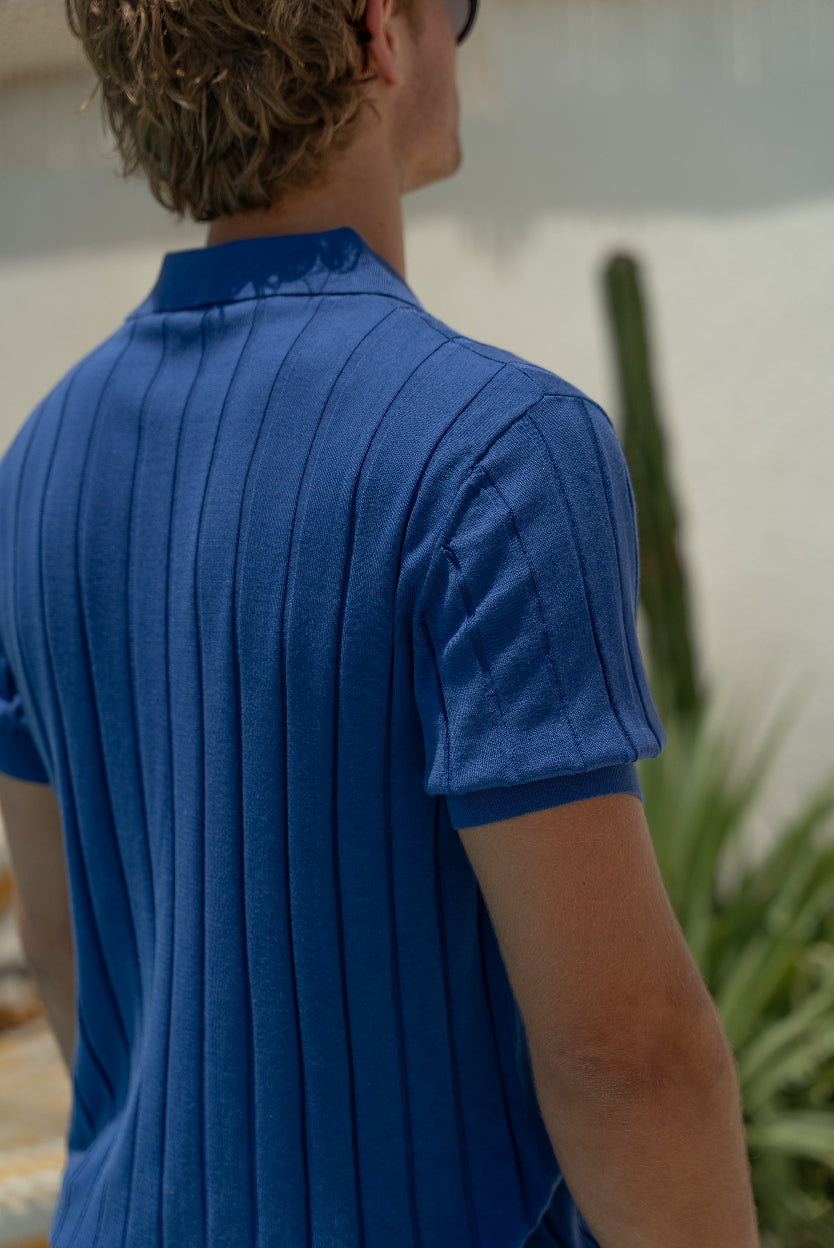 Monaco - Royal Blue - Tencel/Silk/Cotton Knitted Shirt