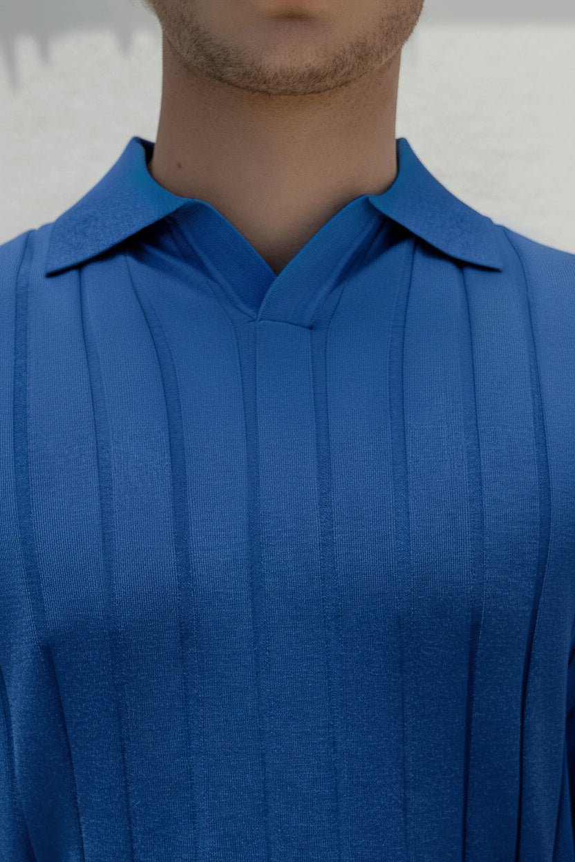 Monaco - Royal Blue - Tencel/Silk/Cotton Knitted Shirt