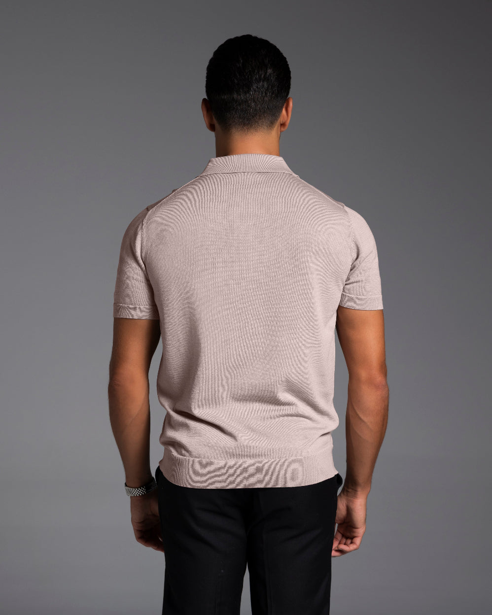The Polo - Knitted Cotton/Silk Shirt - Light Taupe