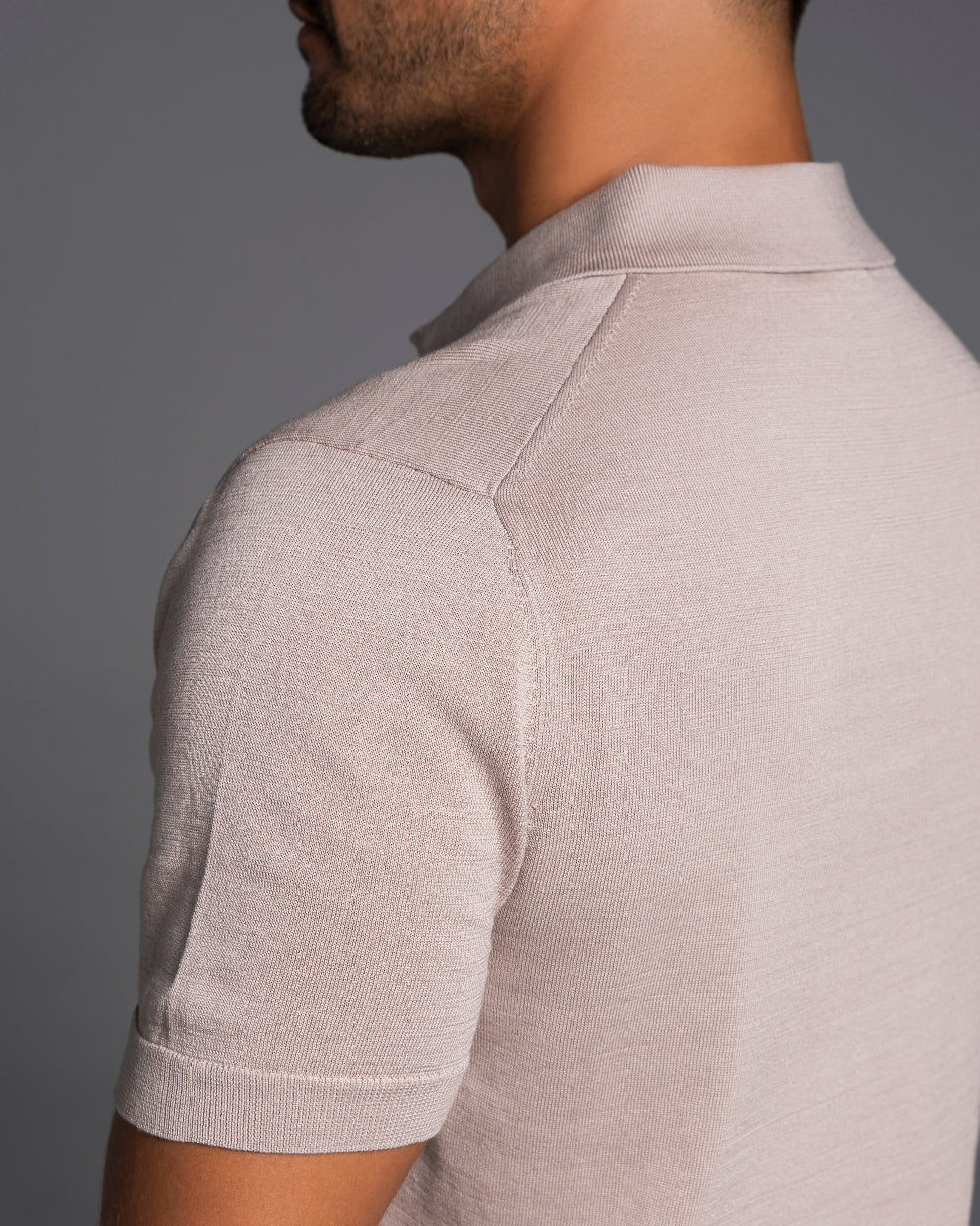The Polo - Knitted Cotton/Silk Shirt - Light Taupe