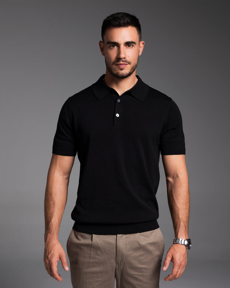 The Polo - Knitted Cotton/Silk Shirt - Black