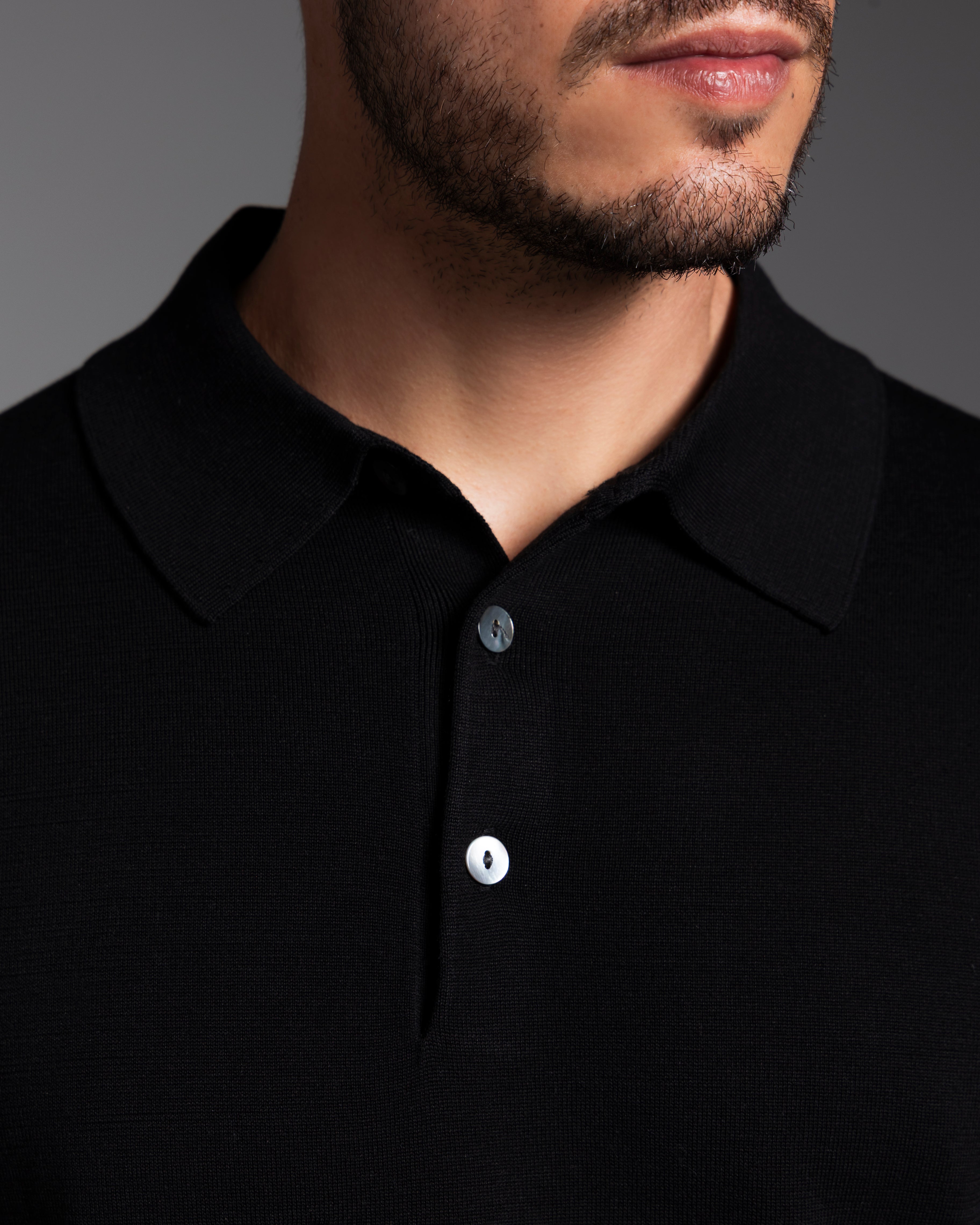 The Polo - Knitted Cotton/Silk Shirt - Black