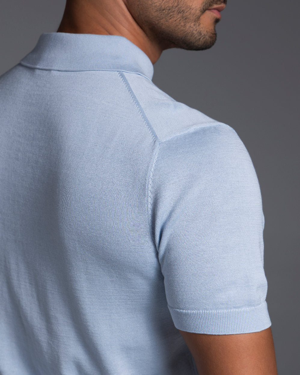 The Polo - Knitted Cotton/Silk Shirt - Light Blue