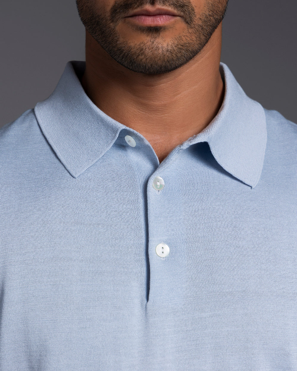 The Polo - Knitted Cotton/Silk Shirt - Light Blue