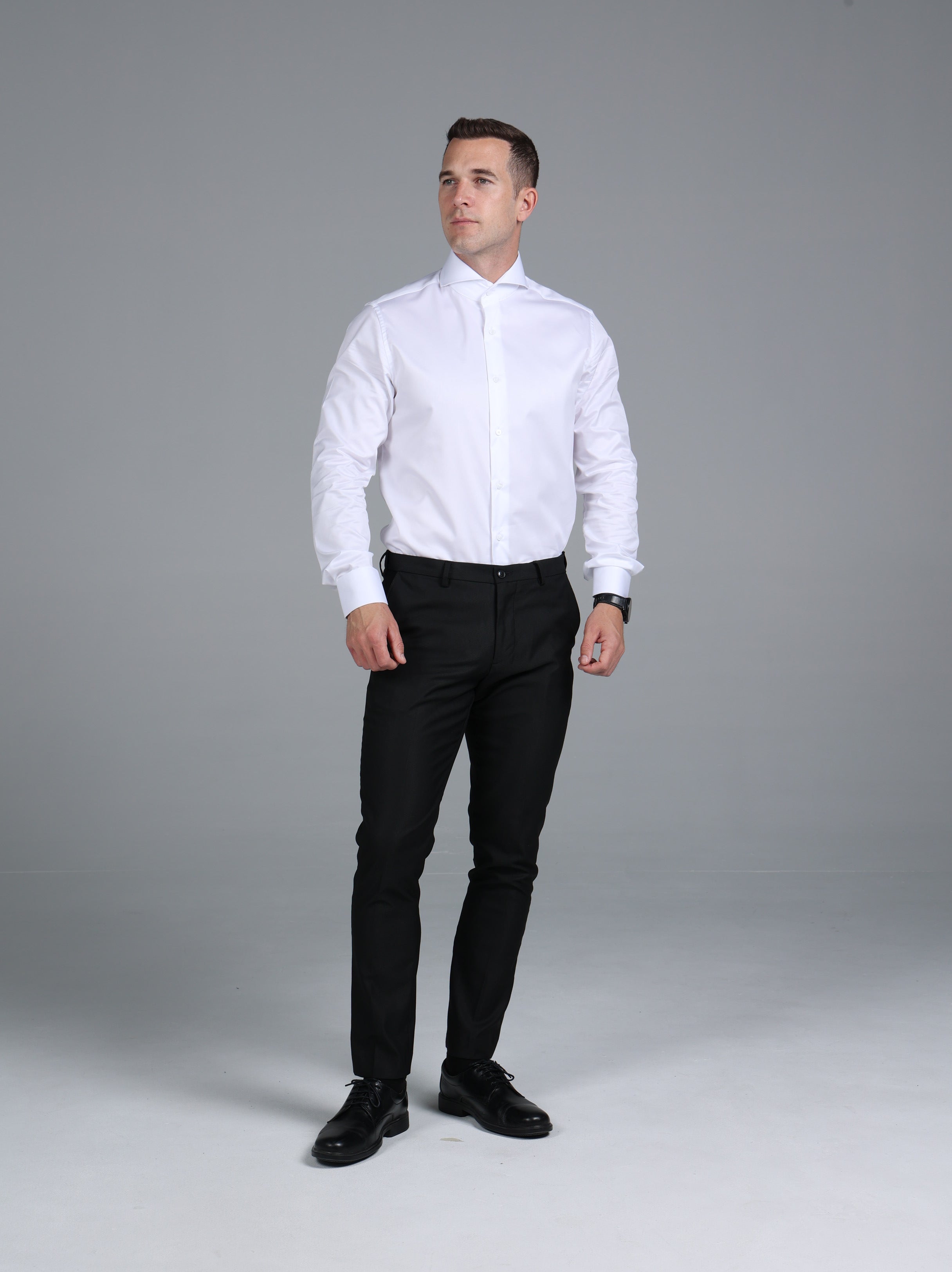 White Signature Twill  Extreme Cutaway Custom Fit Shirt