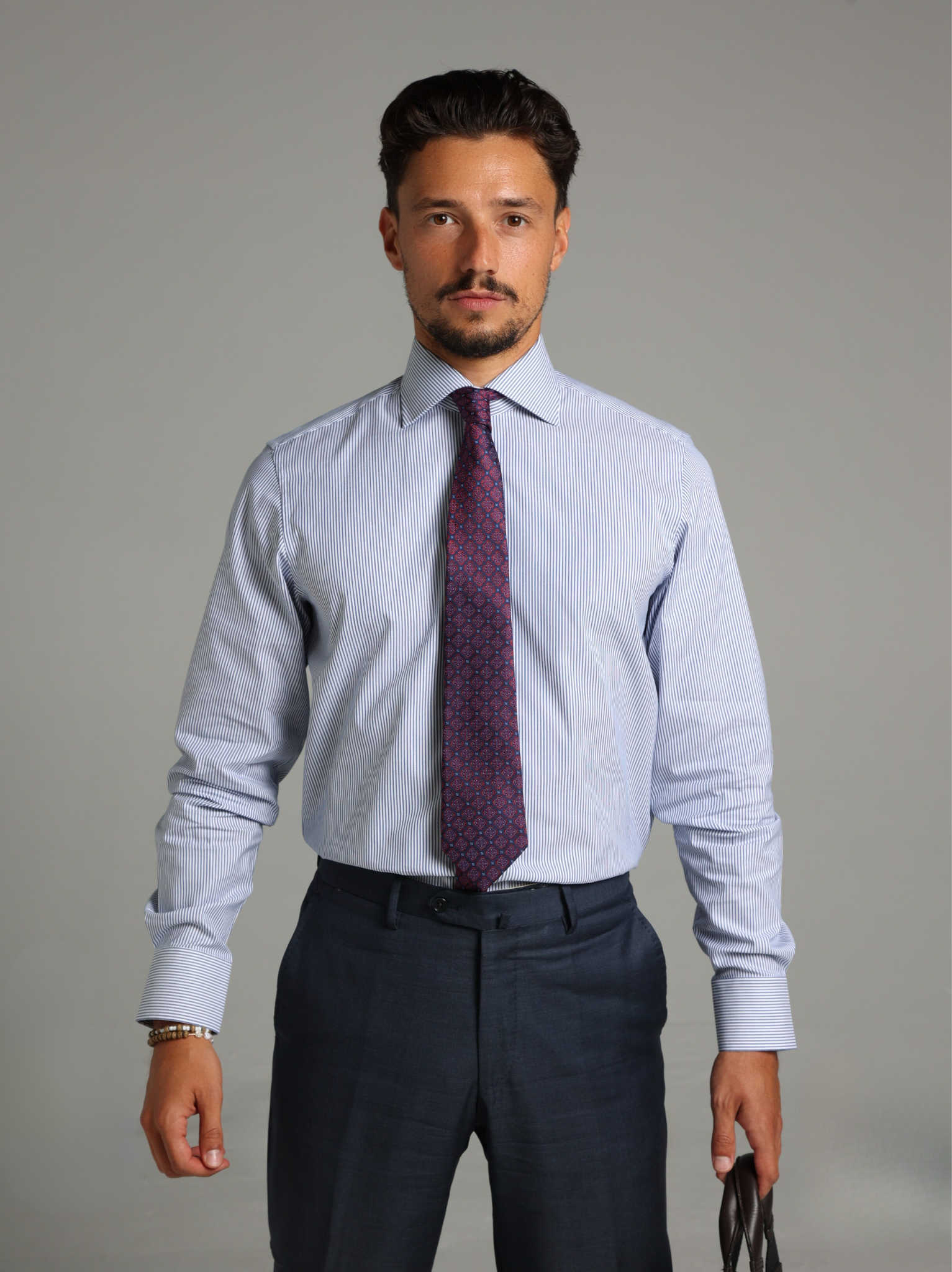 Blue Striped Classic Collar Custom Fit Shirt