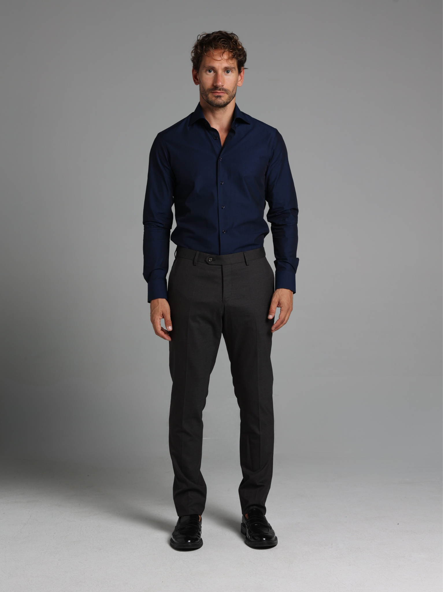 Navy Blue Fil to Fil Slim Fit Shirt