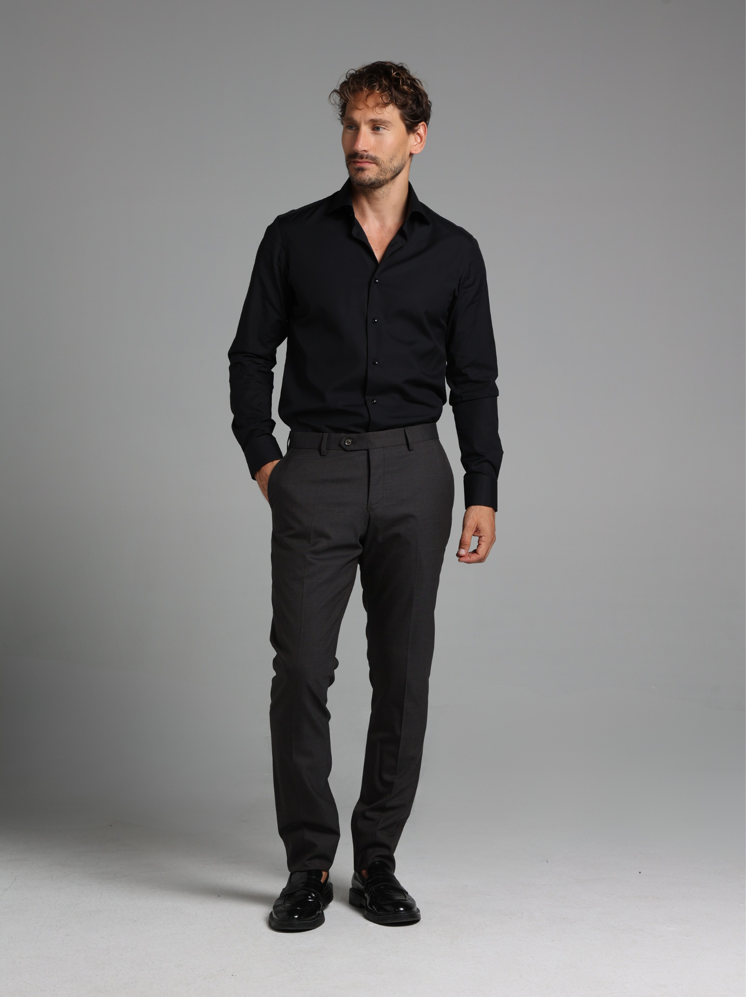 Black Signature Poplin Slim Fit Shirt