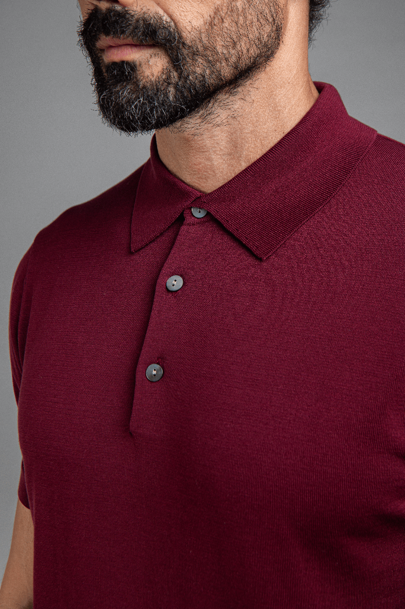 The Polo - Knitted Cotton/Silk Shirt - Burgundy