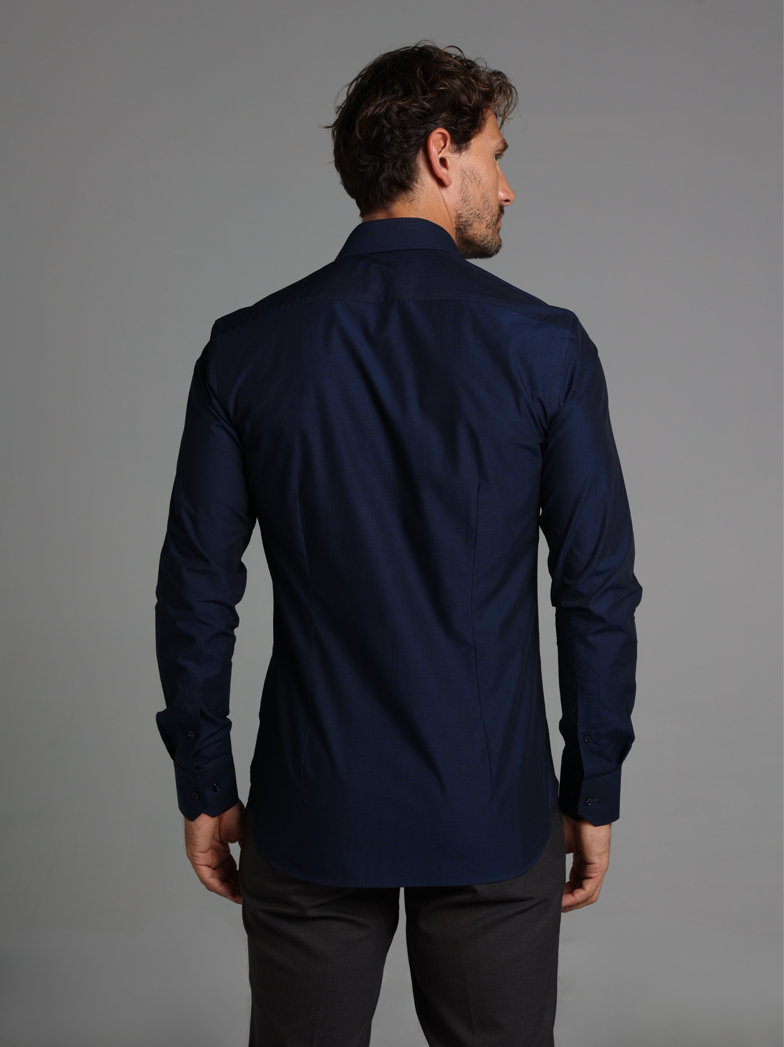 Navy Blue Fil to Fil Slim Fit Shirt