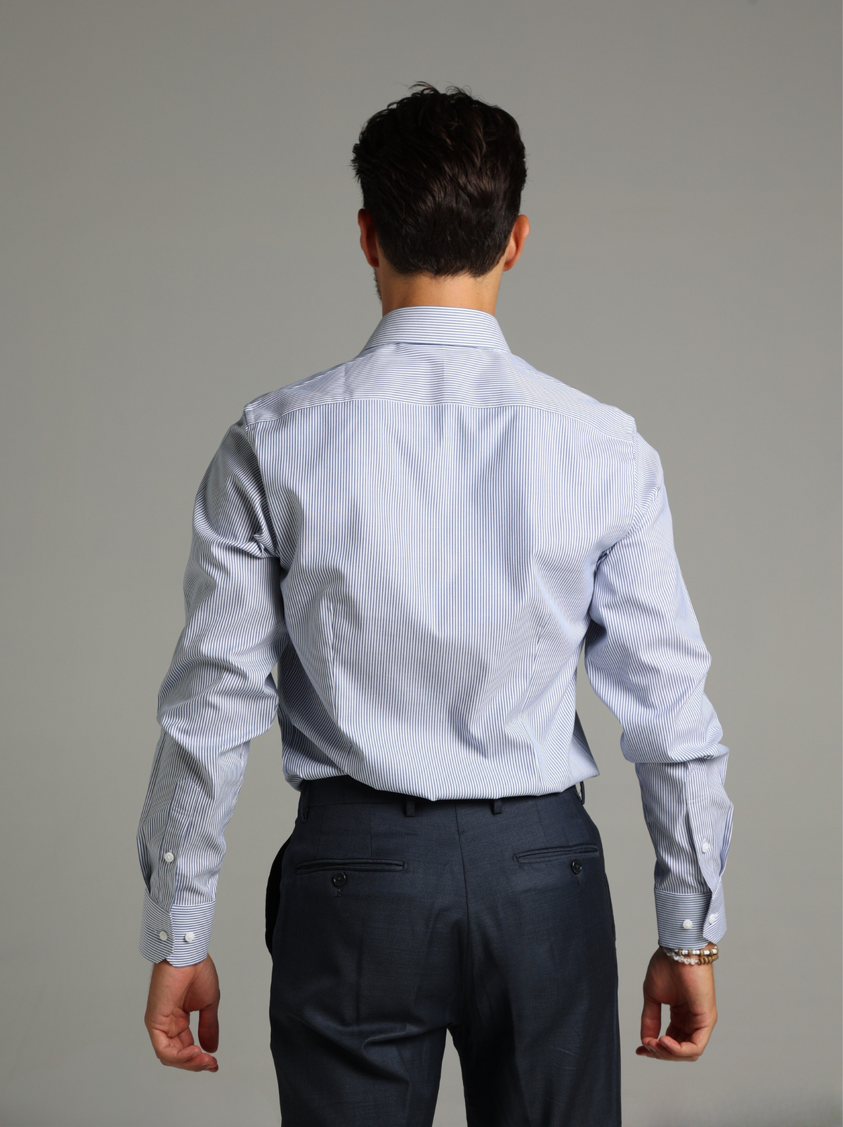 Striped Navy Bengal Classic Collar Custom Fit Shirt