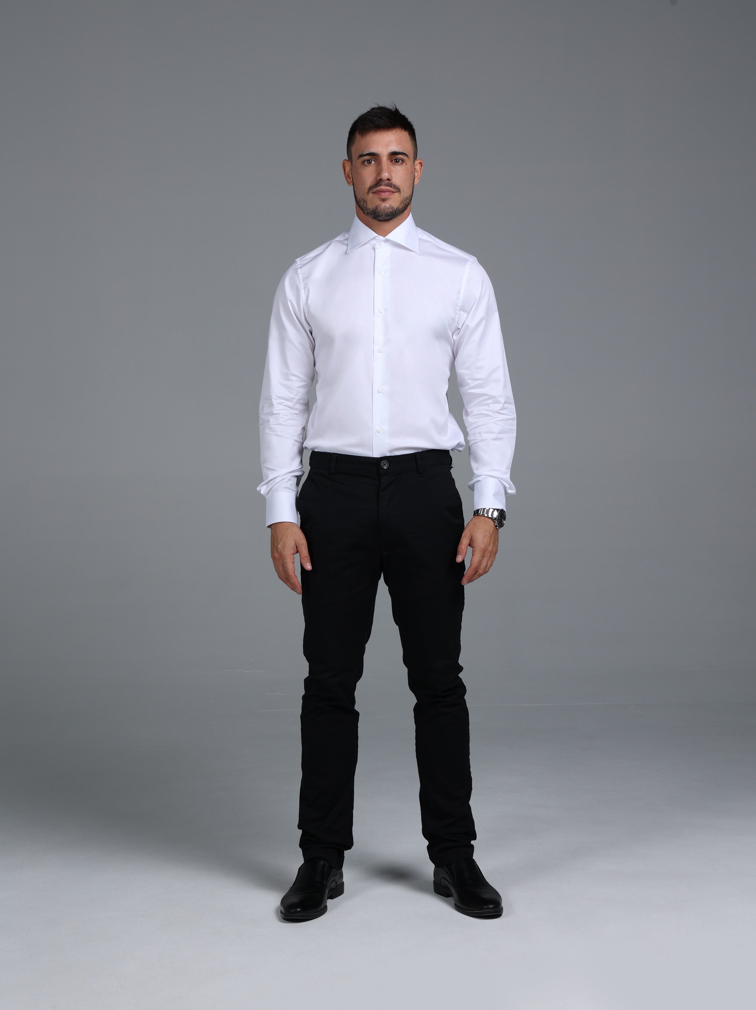 White Signature Twill  Classic Collar Custom Fit Shirt