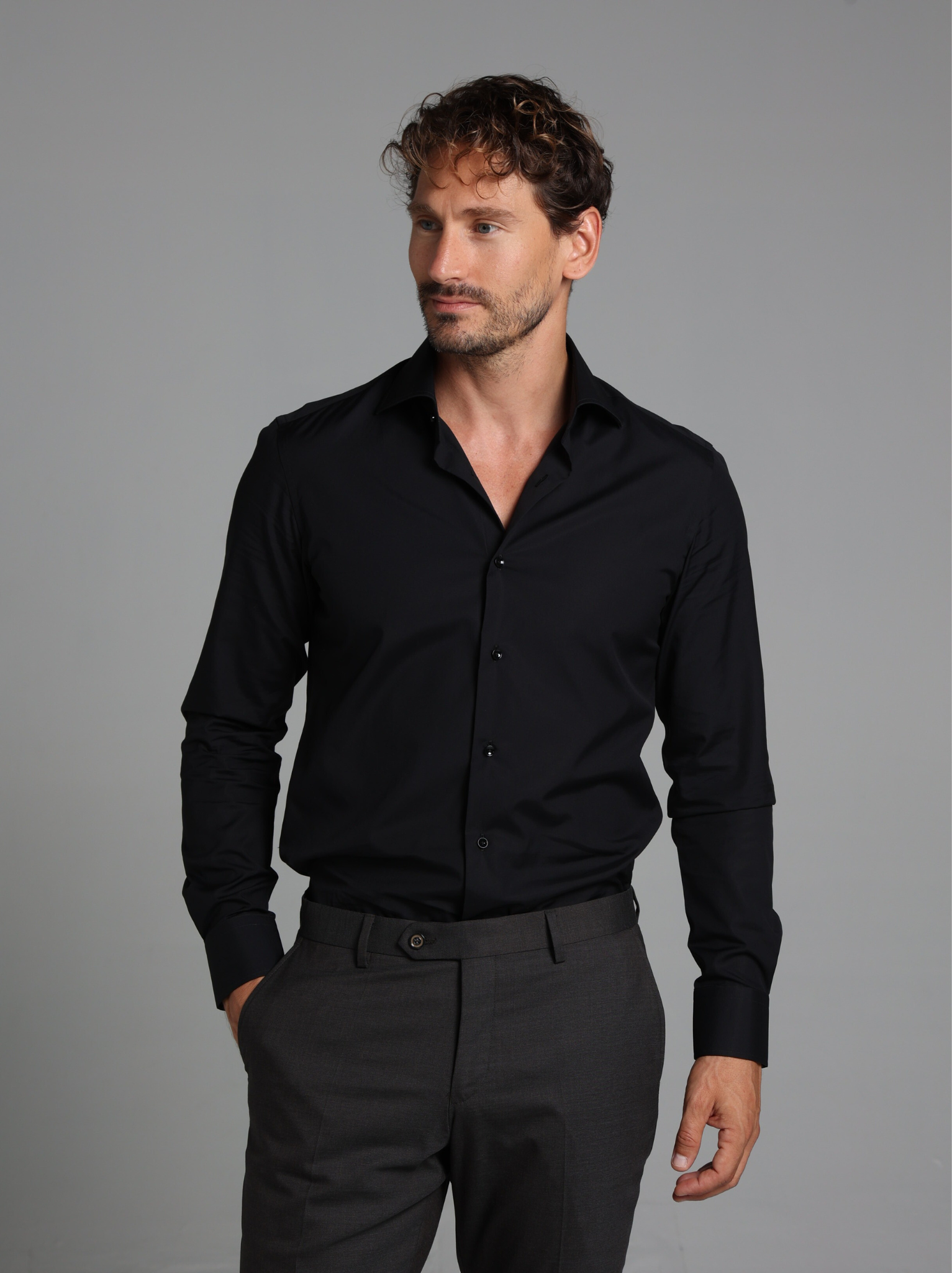 Black Signature Poplin Slim Fit Shirt