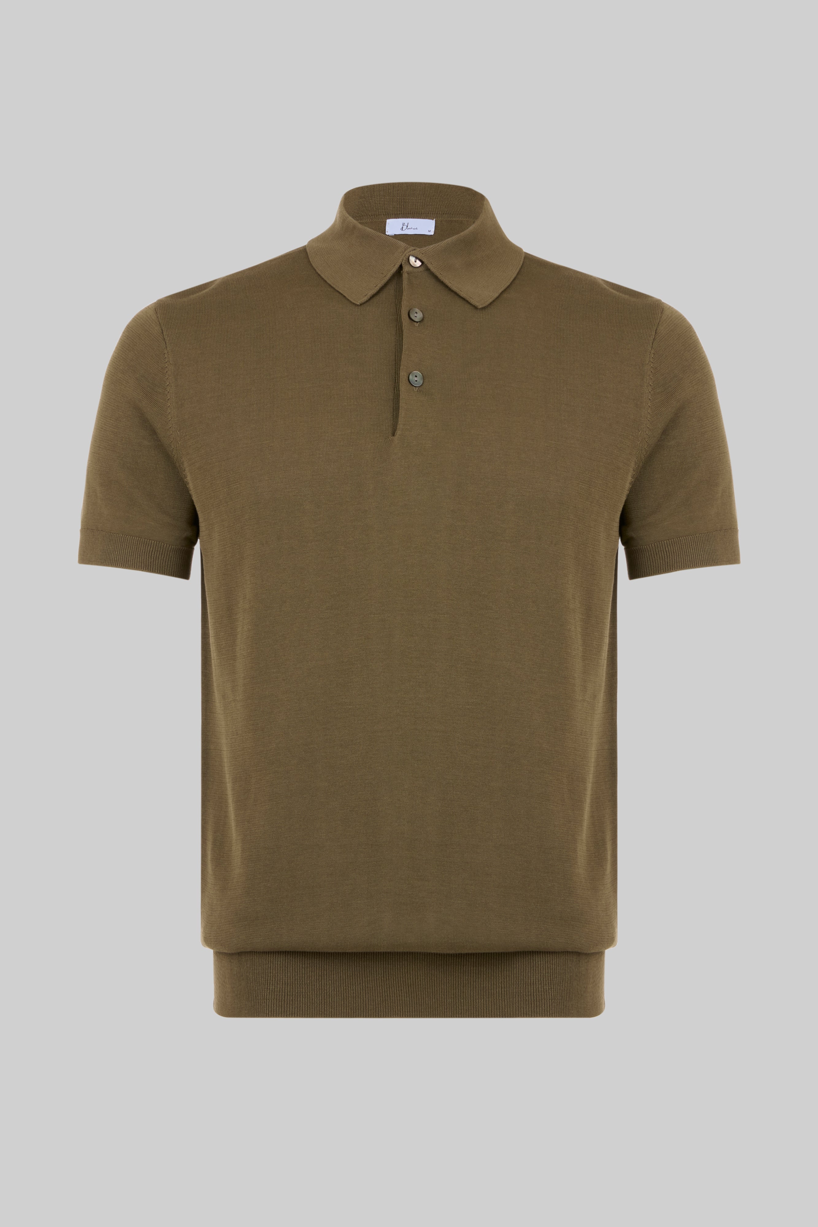 The Polo - Knitted Cotton/Silk Shirt - Military Green