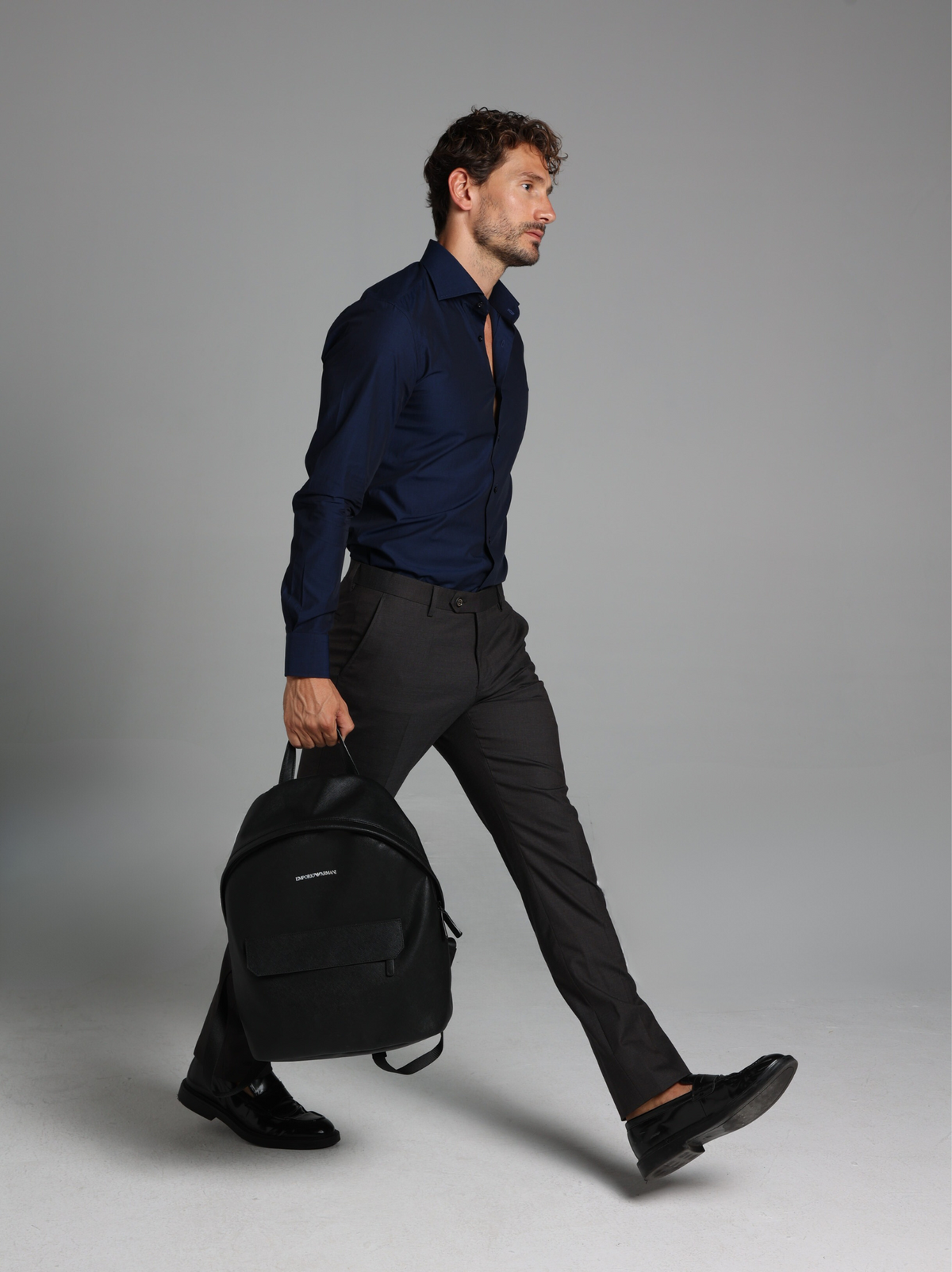 Navy Blue Fil-à-Fil Slim Fit Shirt