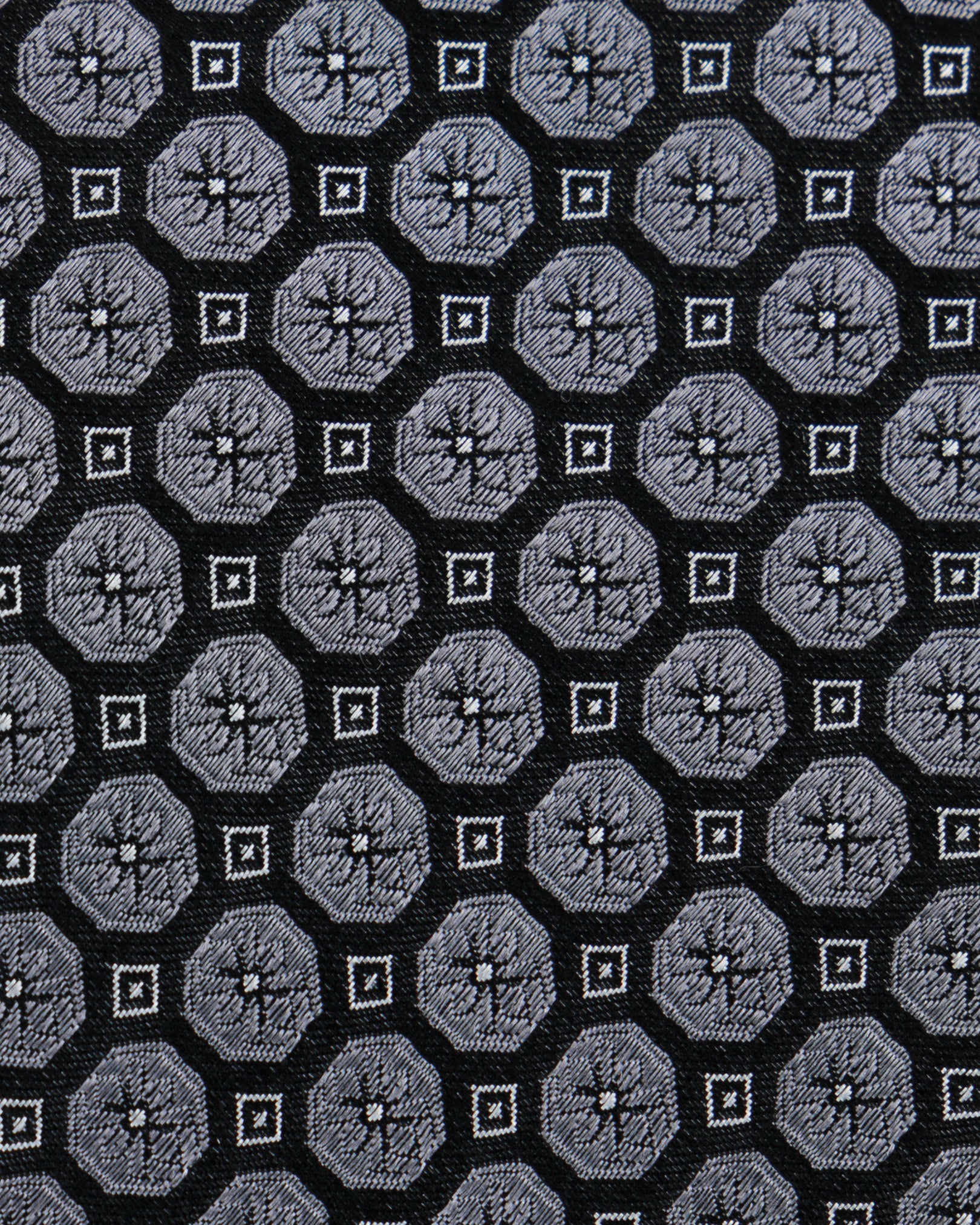 Black Grey Geometric 100% Handmade Silk Tie