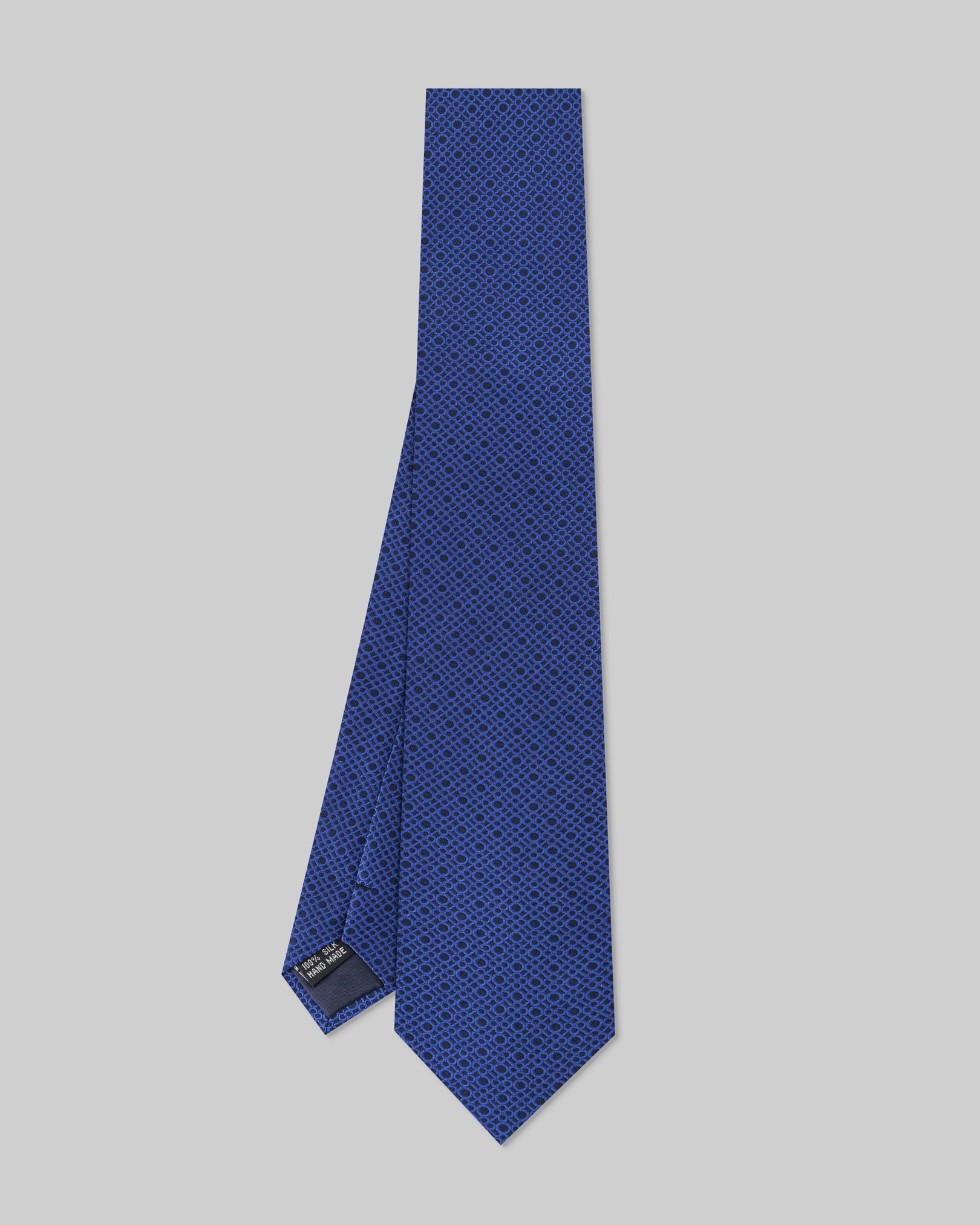 Blue Geometric 100% Handmade Silk Tie