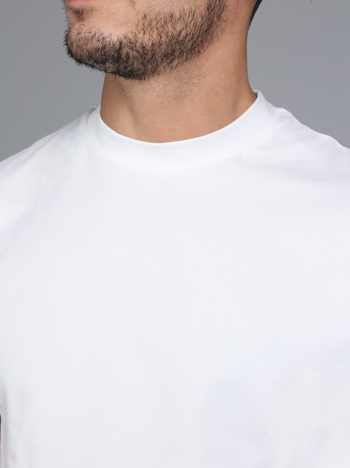 Hi-Neck Pima Cotton T-Shirt - White