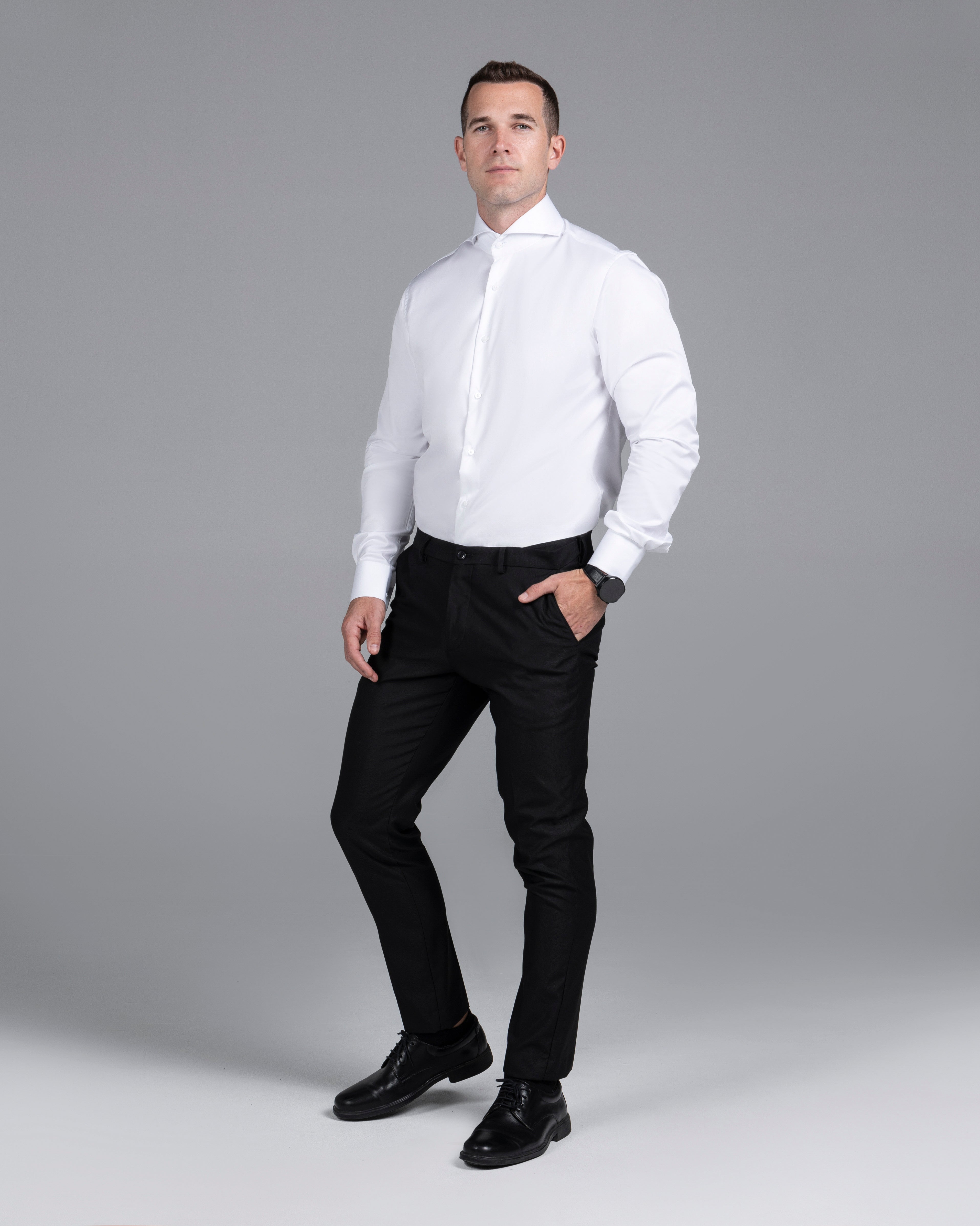 White Signature Twill  Extreme Cutaway Custom Fit Shirt