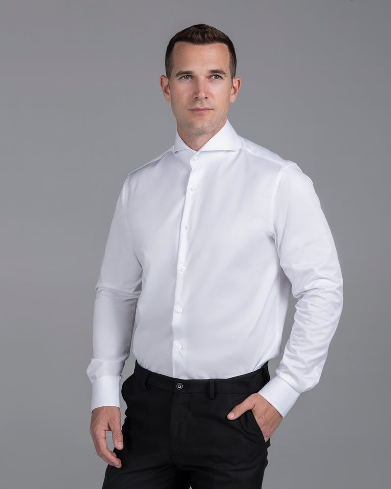 White Signature Twill Extreme Cutaway Custom Fit Shirt