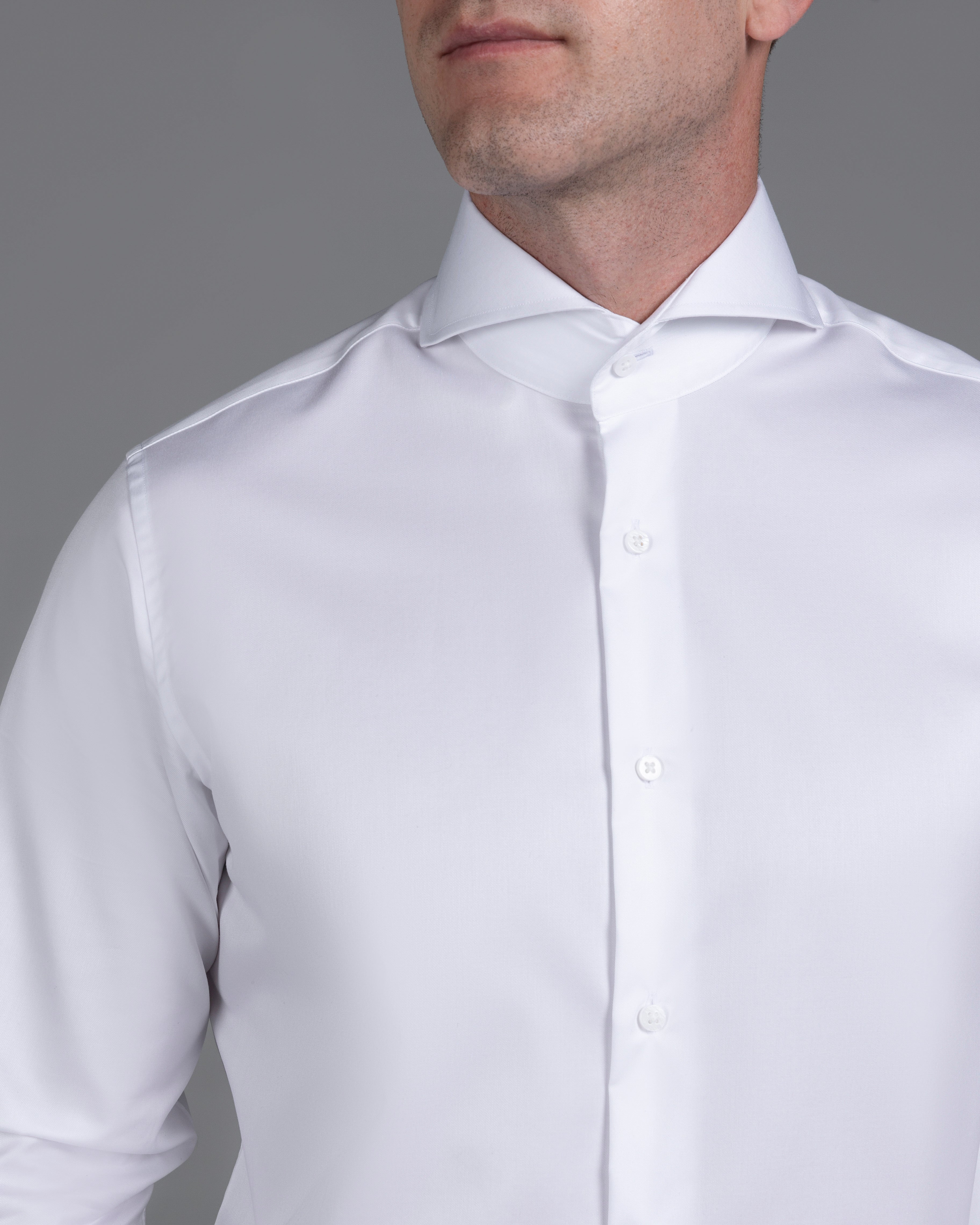 White Signature Twill  Extreme Cutaway Custom Fit Shirt