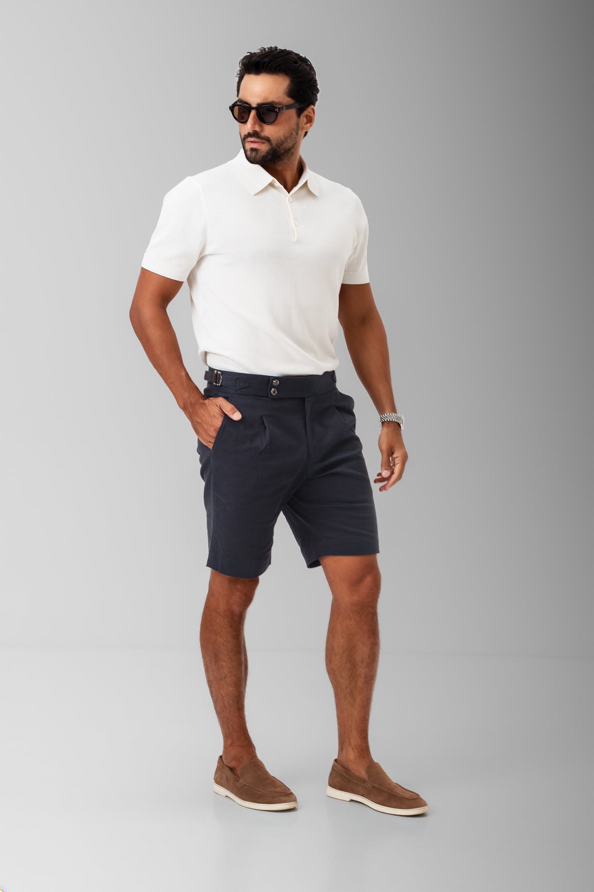Milan Tailored Shorts - Navy Blue
