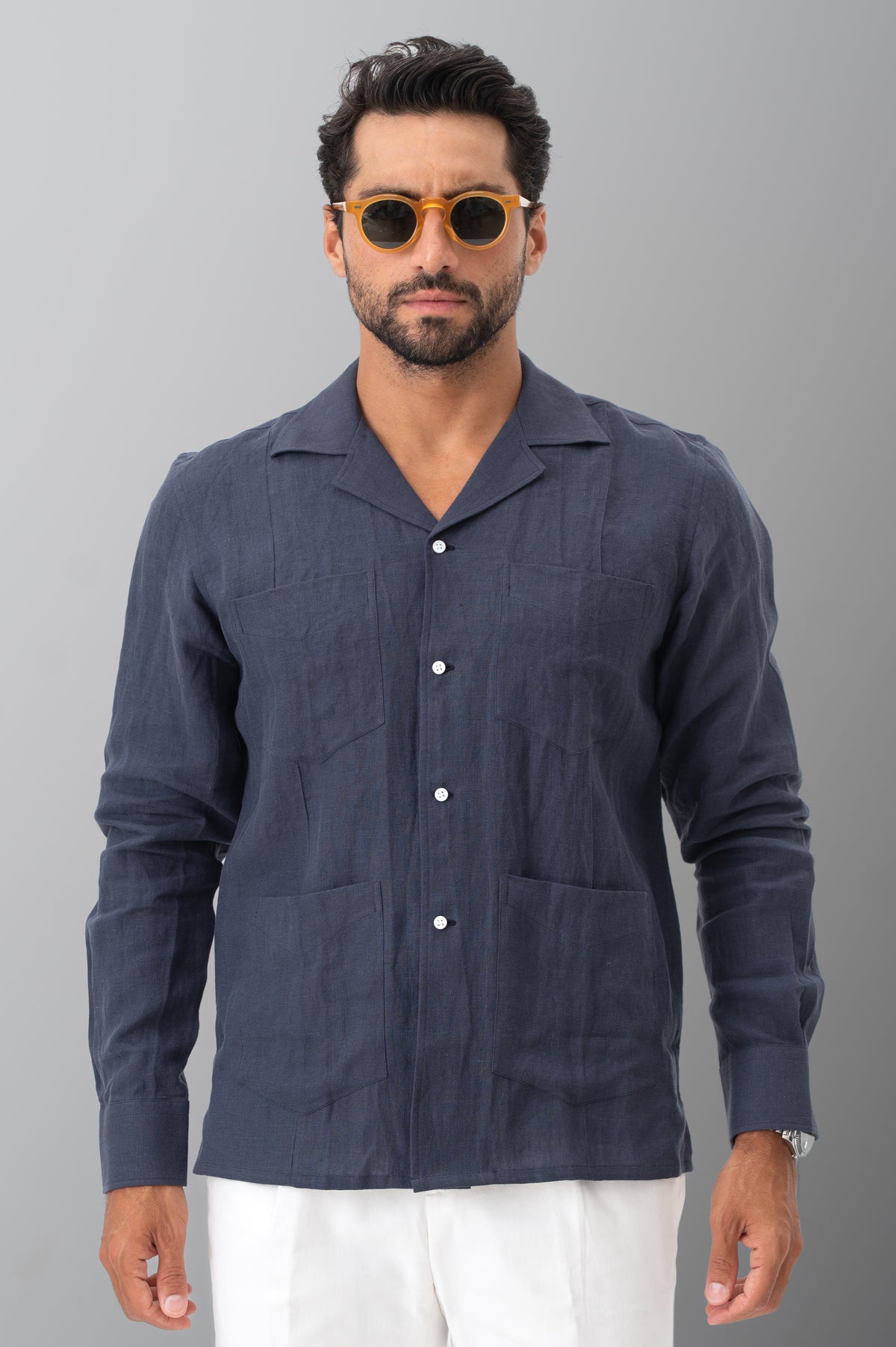 The Riviera Linen Shirt - Riviera Navy