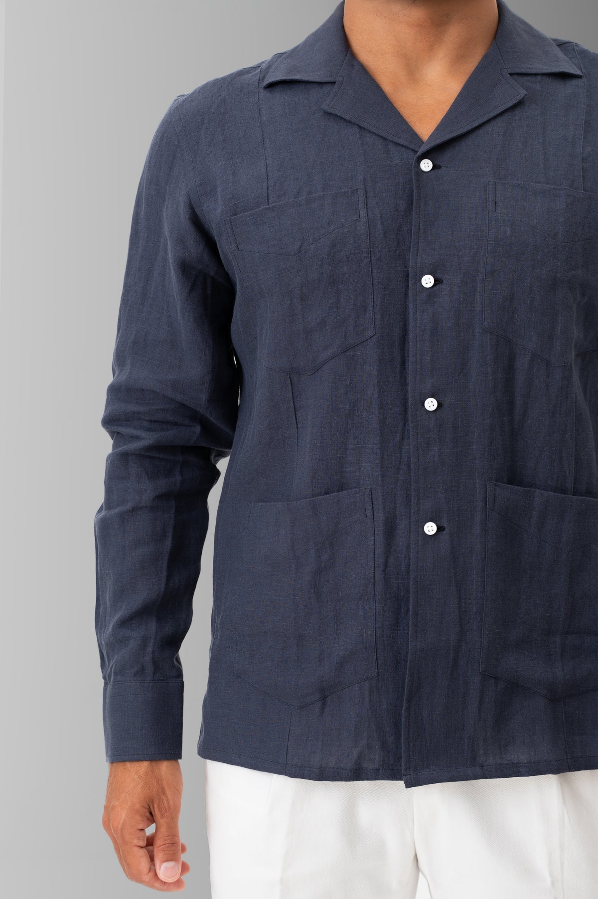 The Riviera Linen Shirt - Riviera Navy