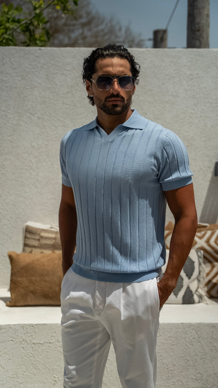 Mykonos - Light Blue - Tencel/Silk/Cotton Knitted Shirt
