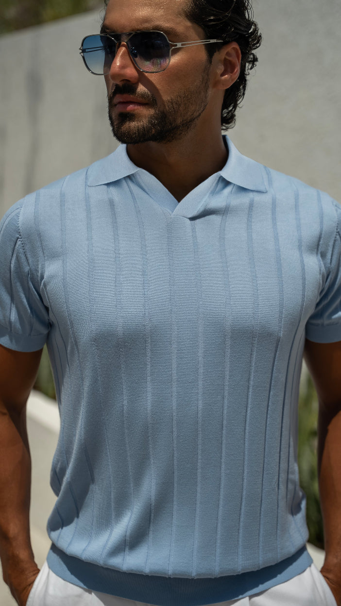 Mykonos - Light Blue - Tencel/Silk/Cotton Knitted Shirt