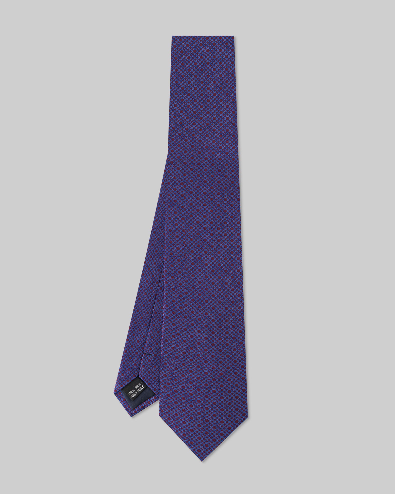 Purple Red Geometric 100% Handmade Silk Tie