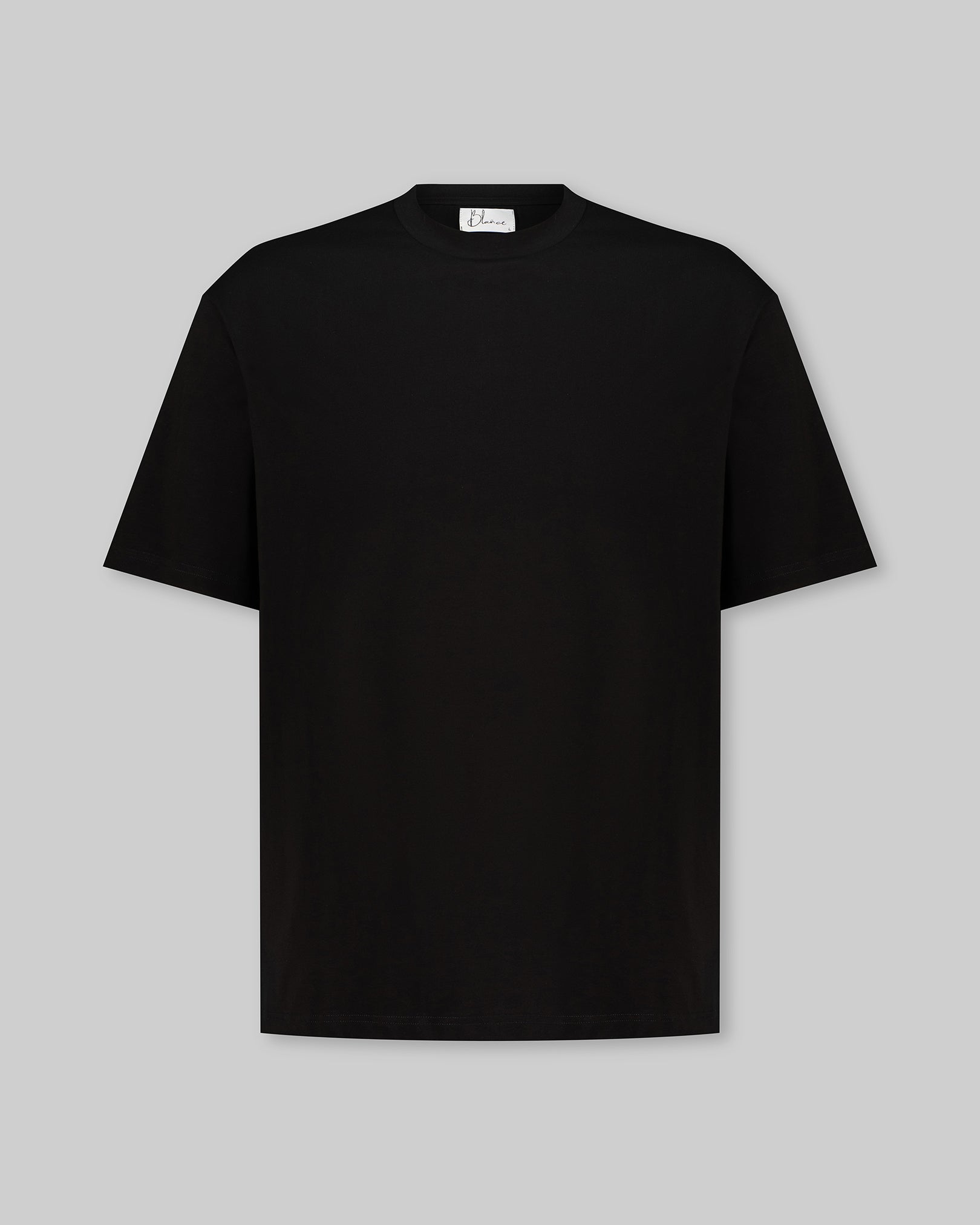 Hi-Neck Pima Cotton T-Shirt - Black