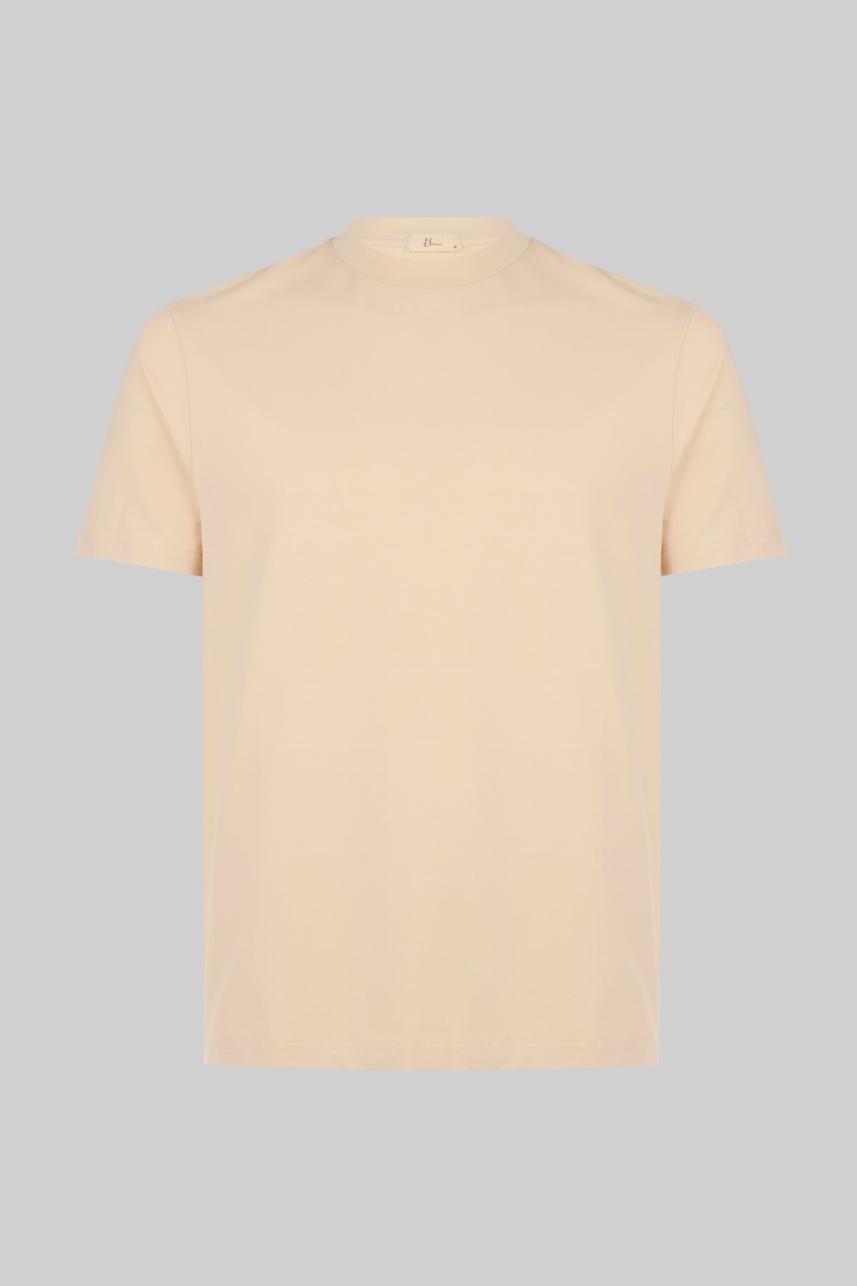 Hi-Neck Pima Cotton T-Shirt - Beige
