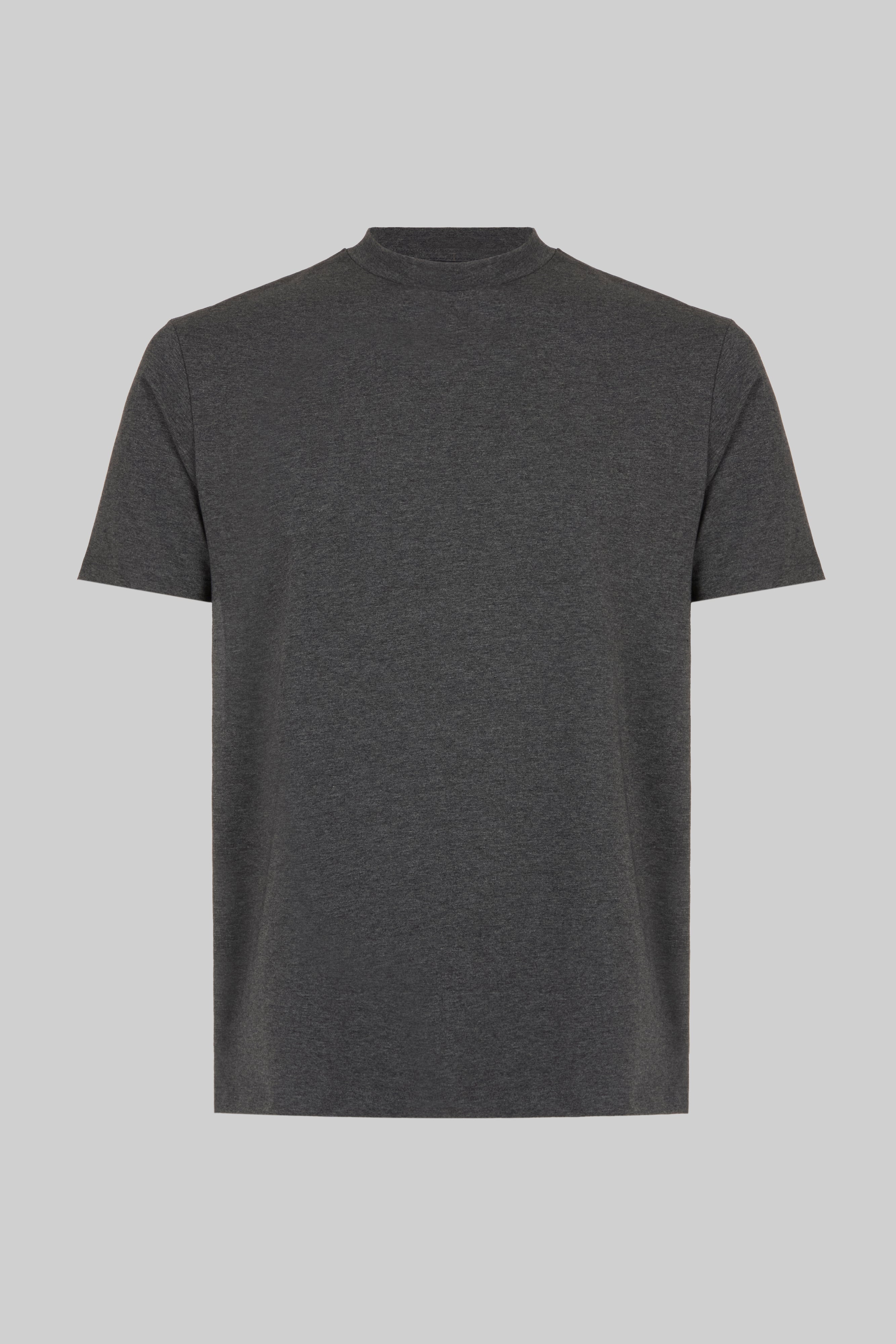 Hi-Neck Pima Cotton T-Shirt - Dark Grey