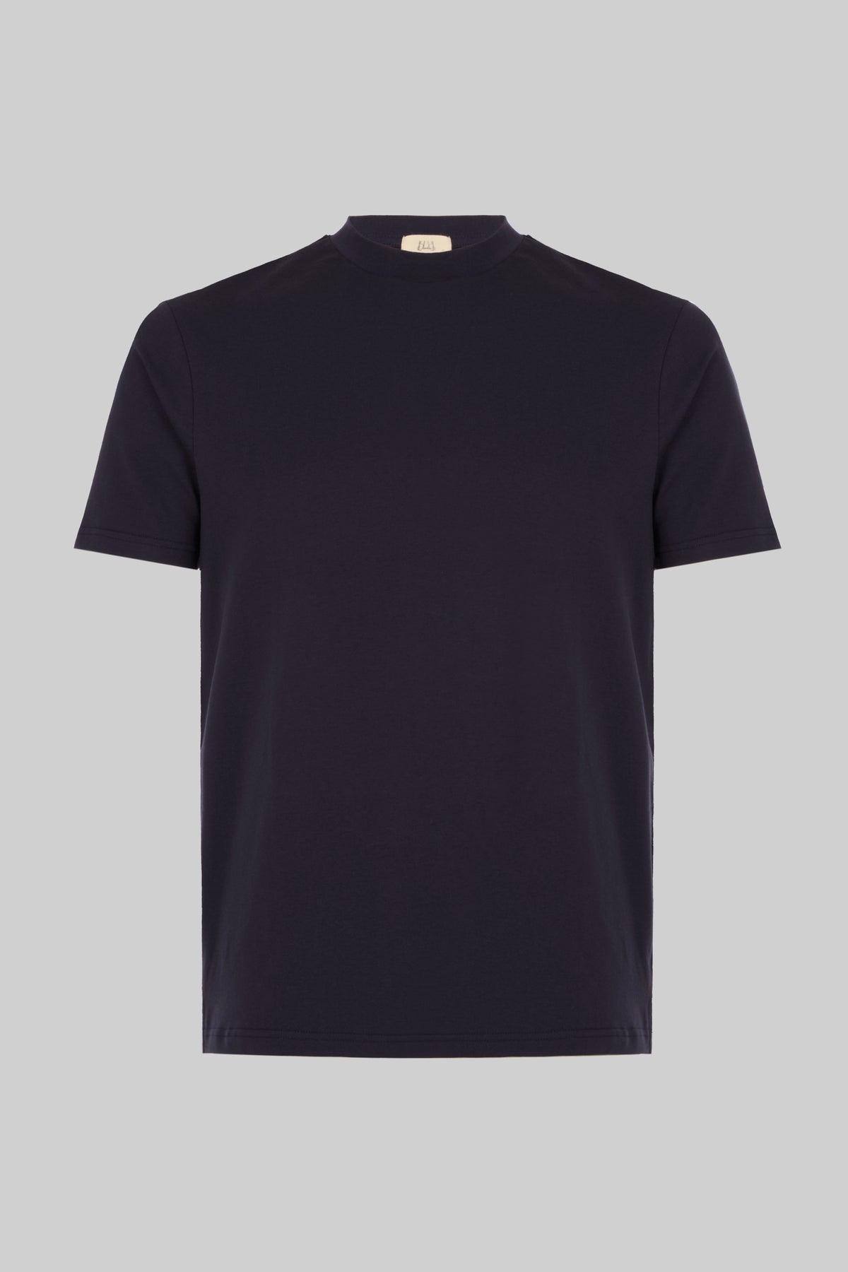 Hi-Neck Pima Cotton T-Shirt - Navy Blue