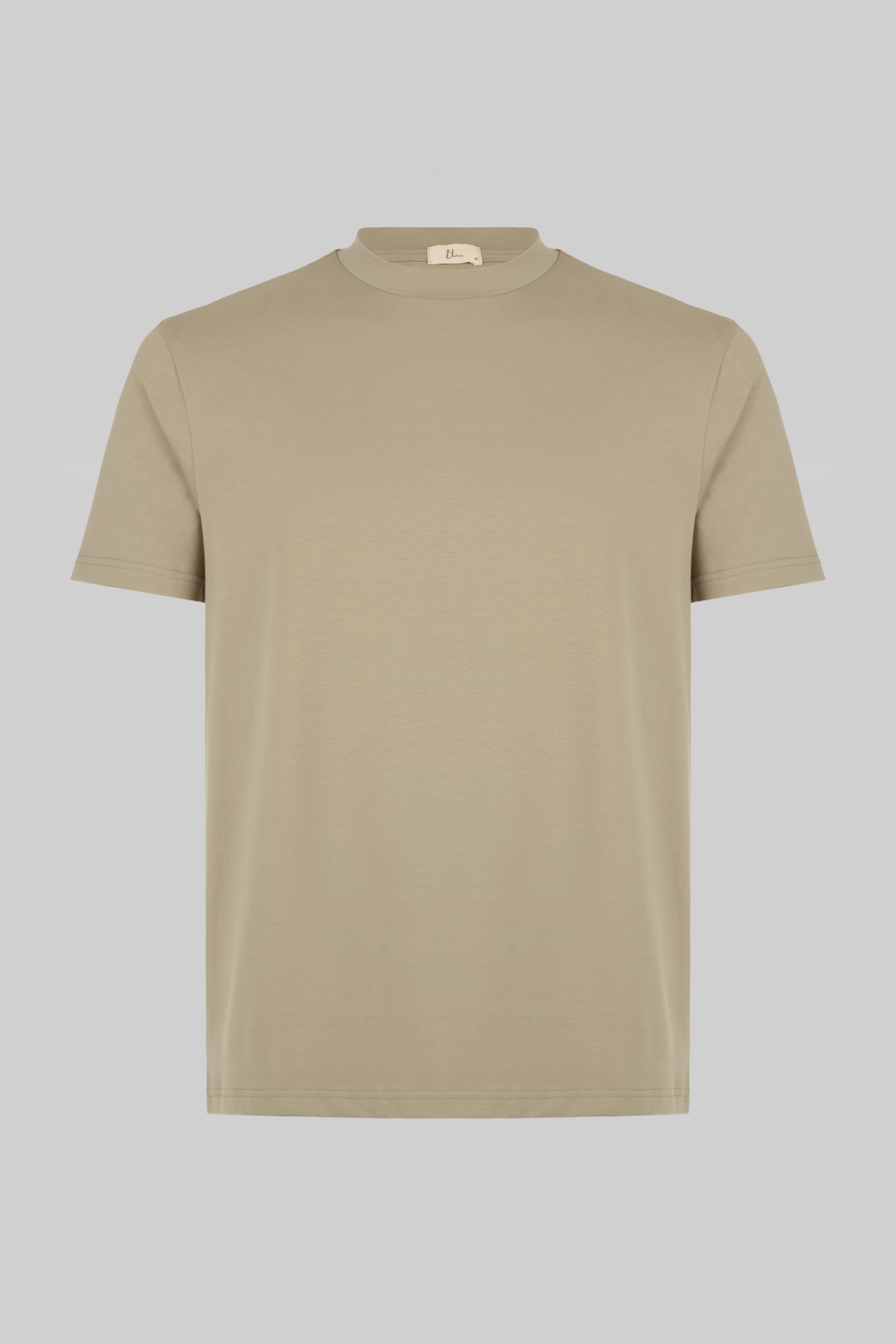 Hi-Neck Pima Cotton T-Shirt - Olive Green