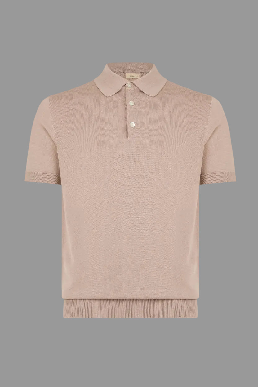 The Polo - Knitted Cotton/Silk Shirt - Light Taupe